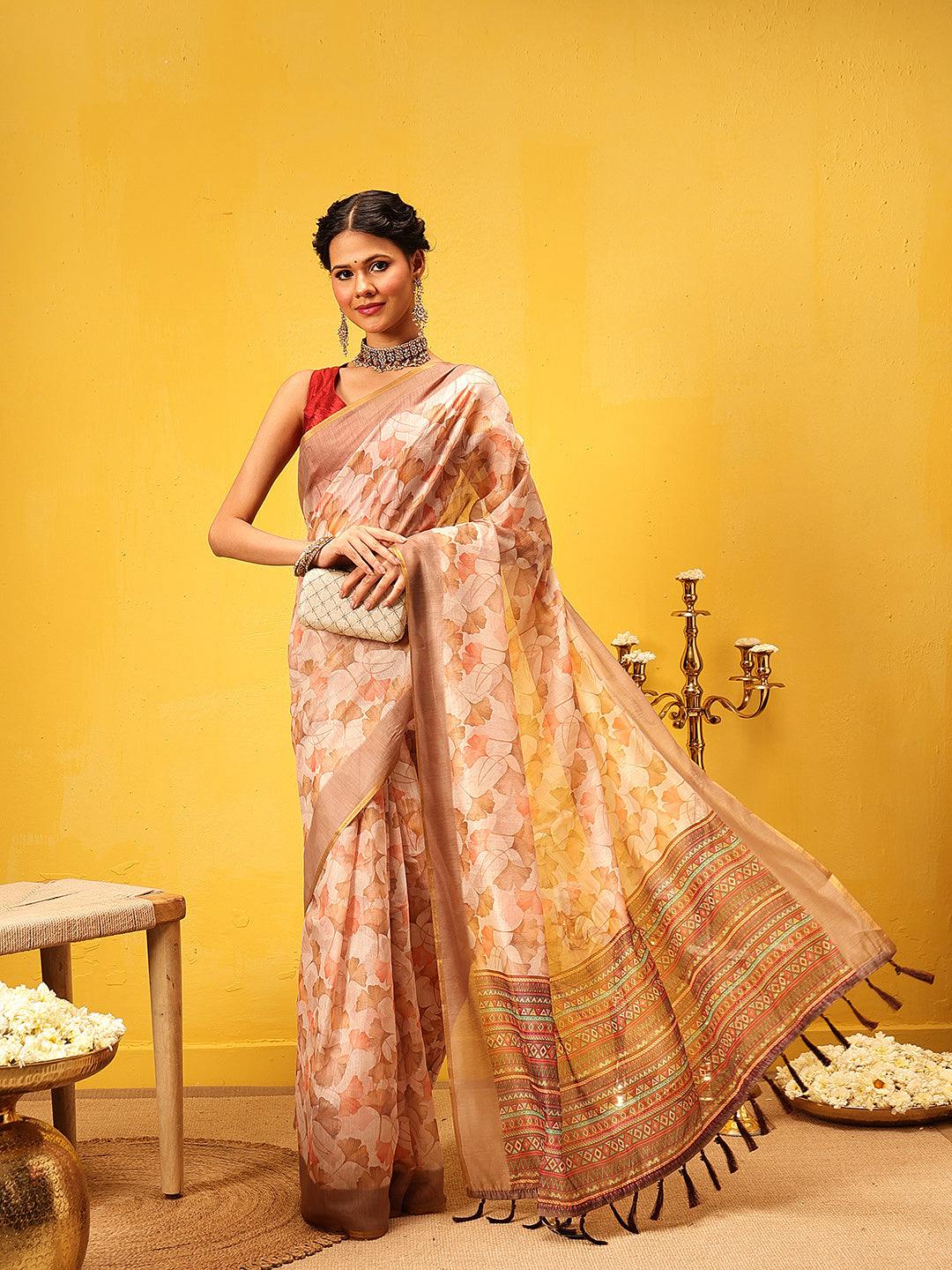 Cotton Blend Digital Print Ready to Wear Saree