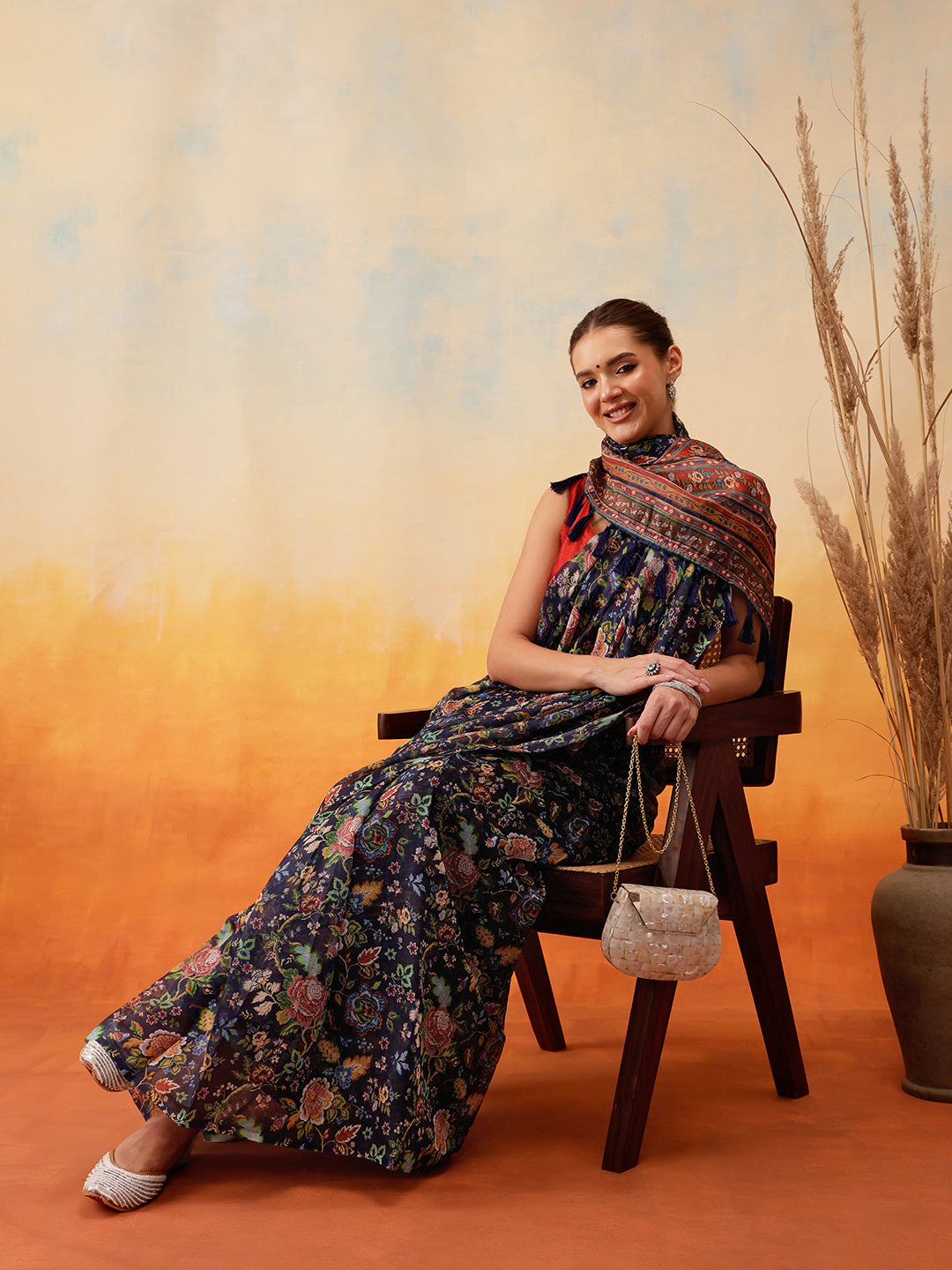 Floral Cotton Ready to Wear Printed Saree