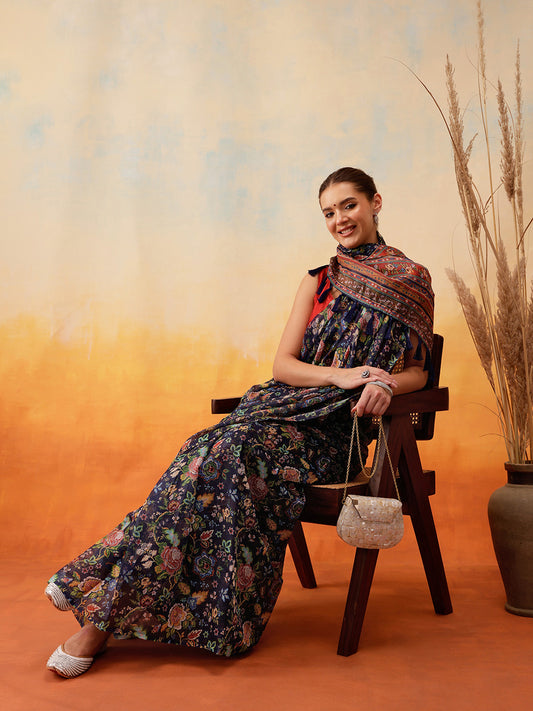 Floral Cotton Ready to Wear Printed Saree