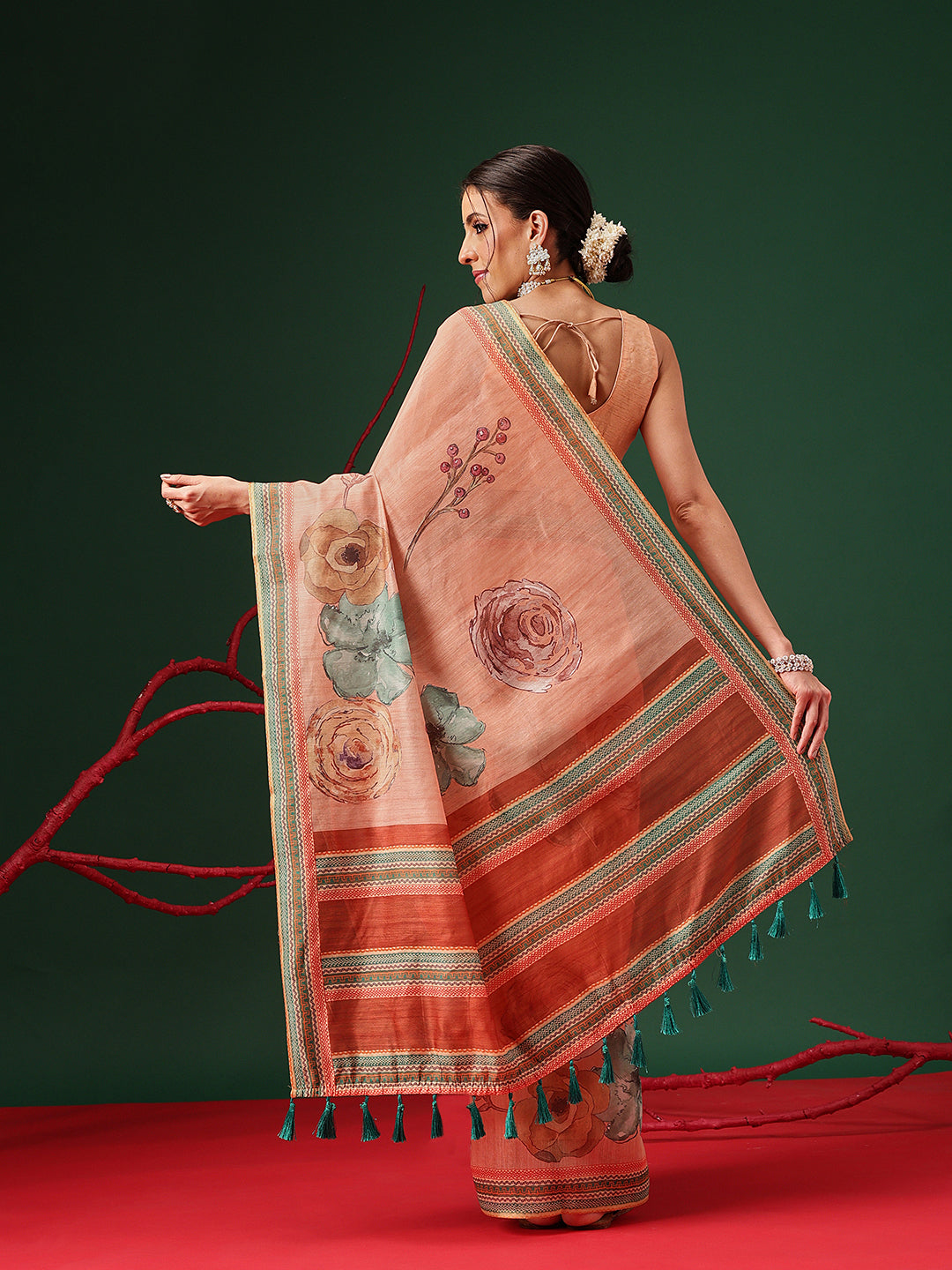 Floral Printed Chanderi Ready to Wear Saree