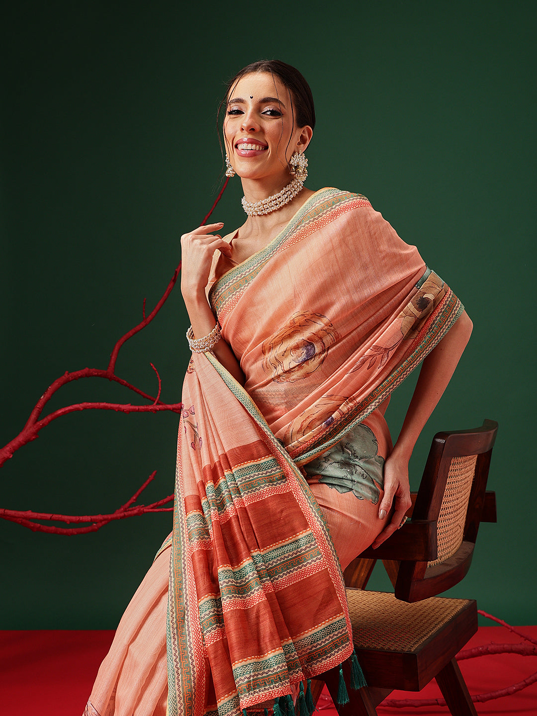 Floral Printed Chanderi Ready to Wear Saree