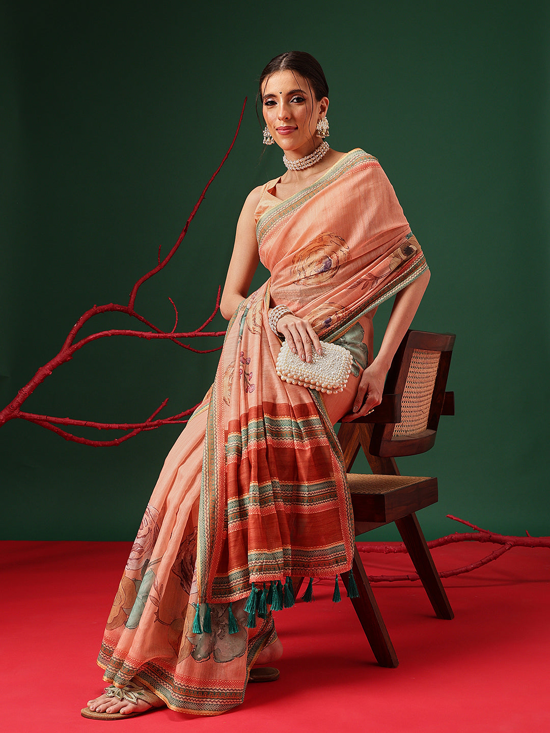Floral Printed Chanderi Ready to Wear Saree