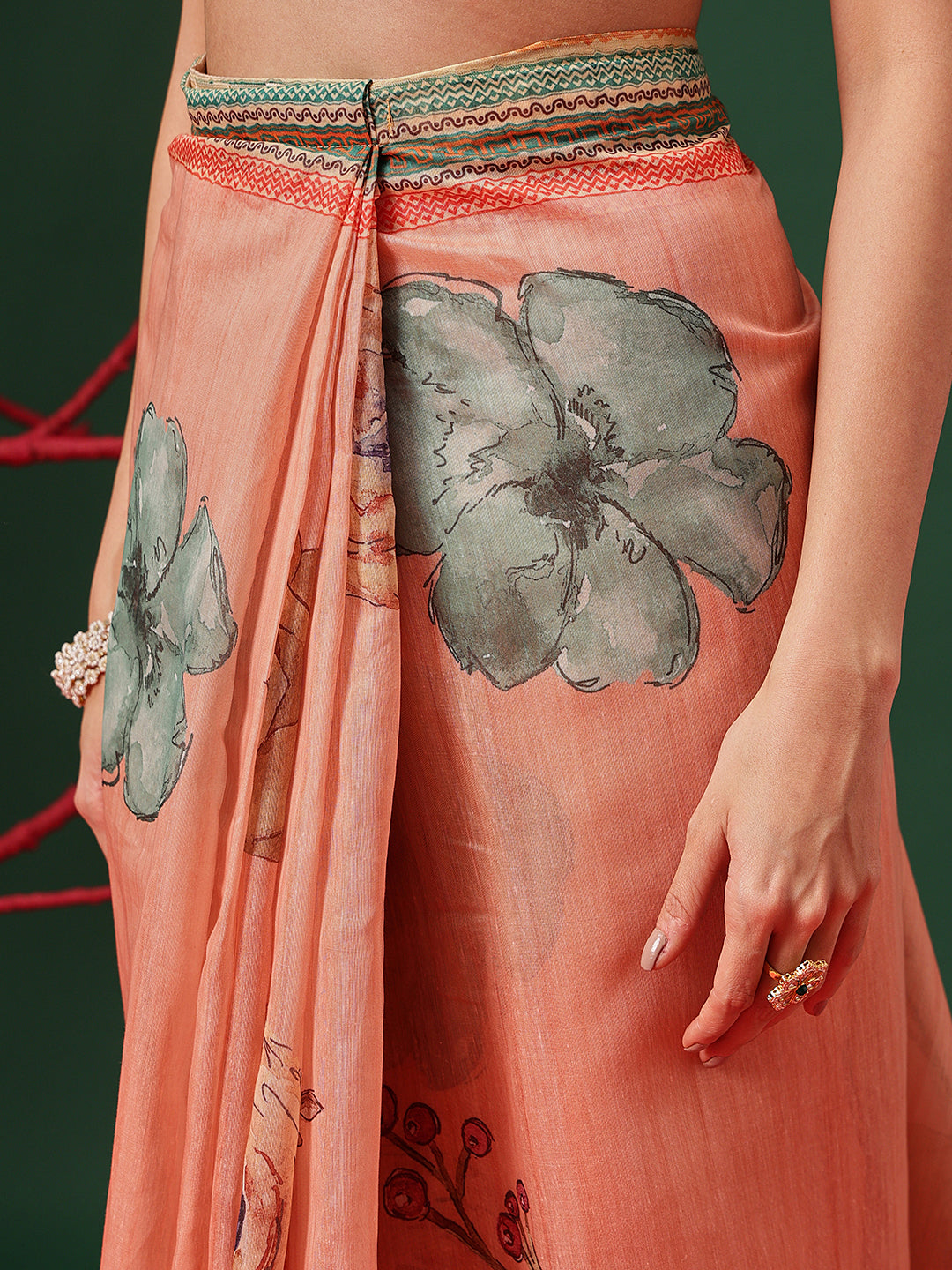 Floral Printed Chanderi Ready to Wear Saree