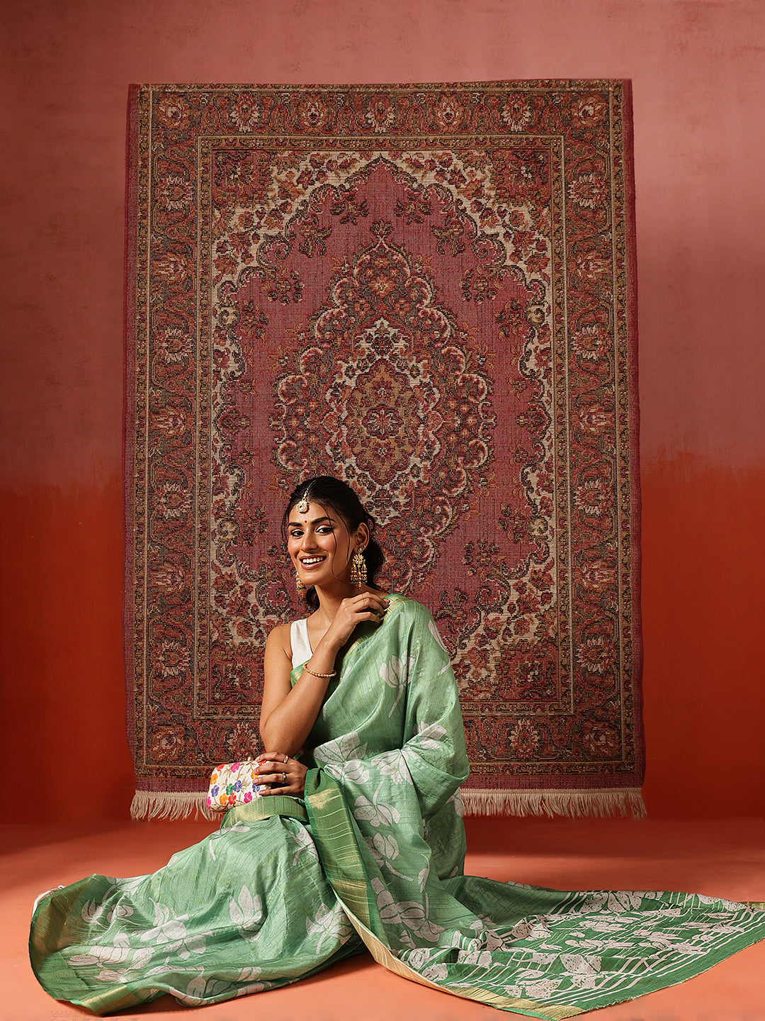 Floral Printed Kotha Silk Ready to Wear Saree With Zari Border