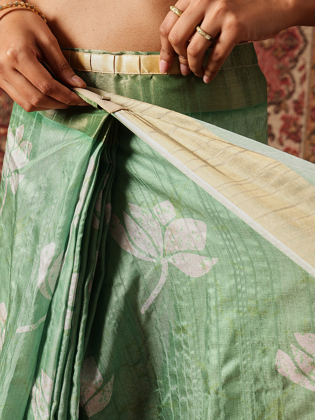 Floral Printed Kotha Silk Ready to Wear Saree With Zari Border