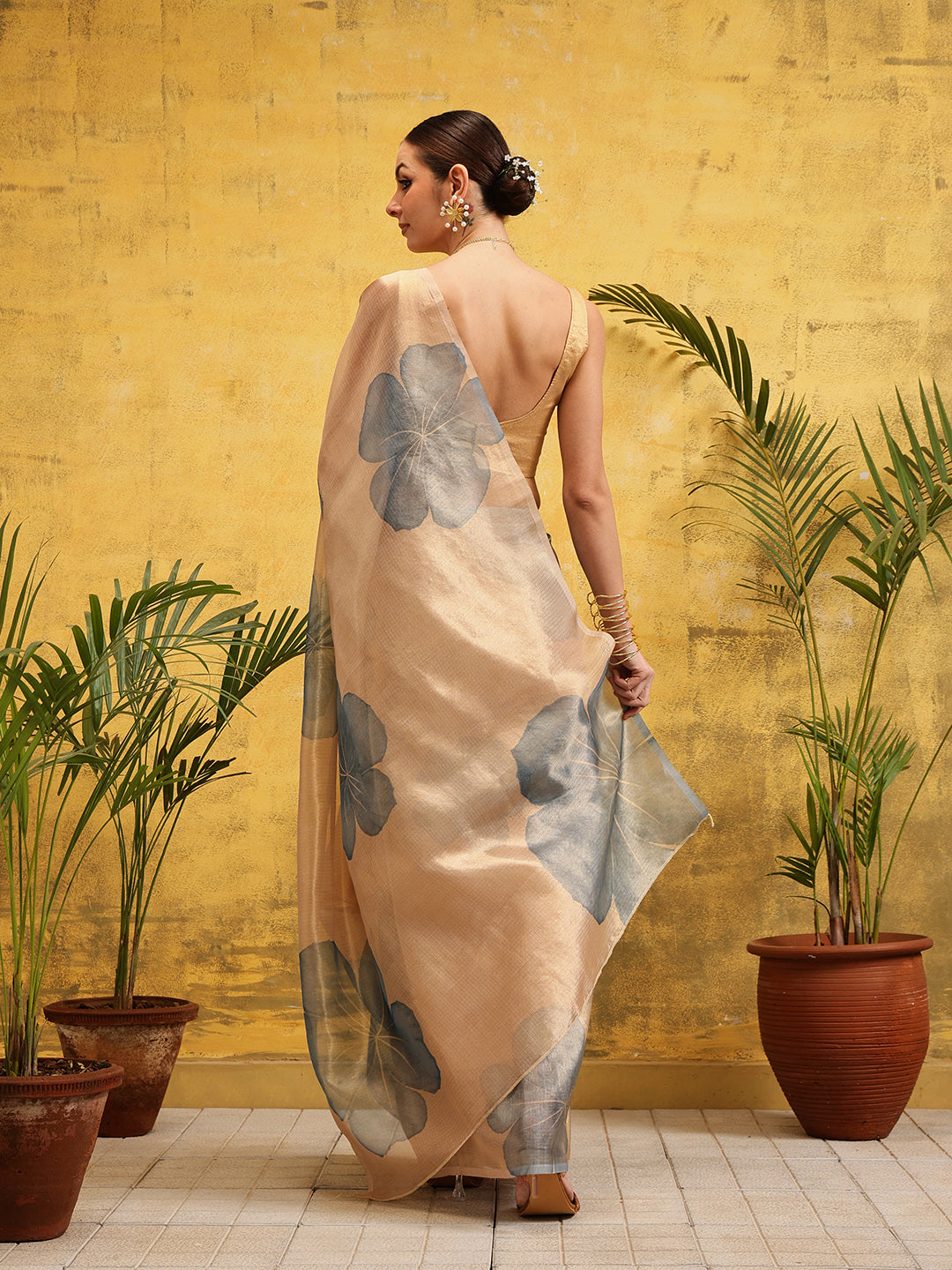 Women's Printed Muga Zari Tissue Silk Saree