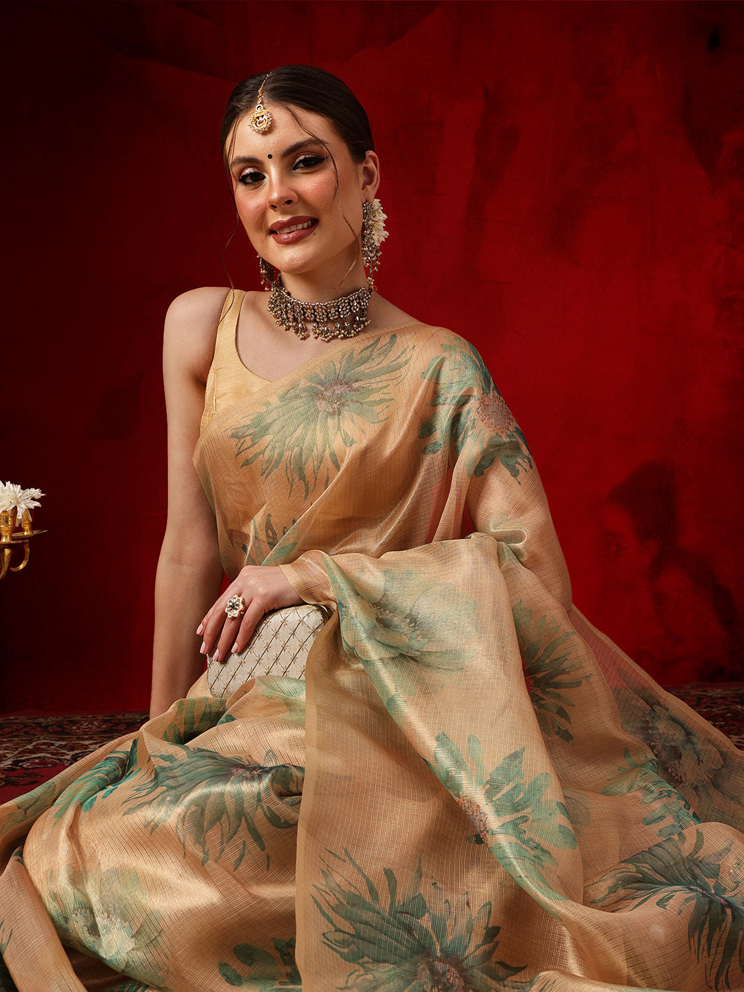 Women's Cotton Silk Floral Printed Ready to Wear Saree