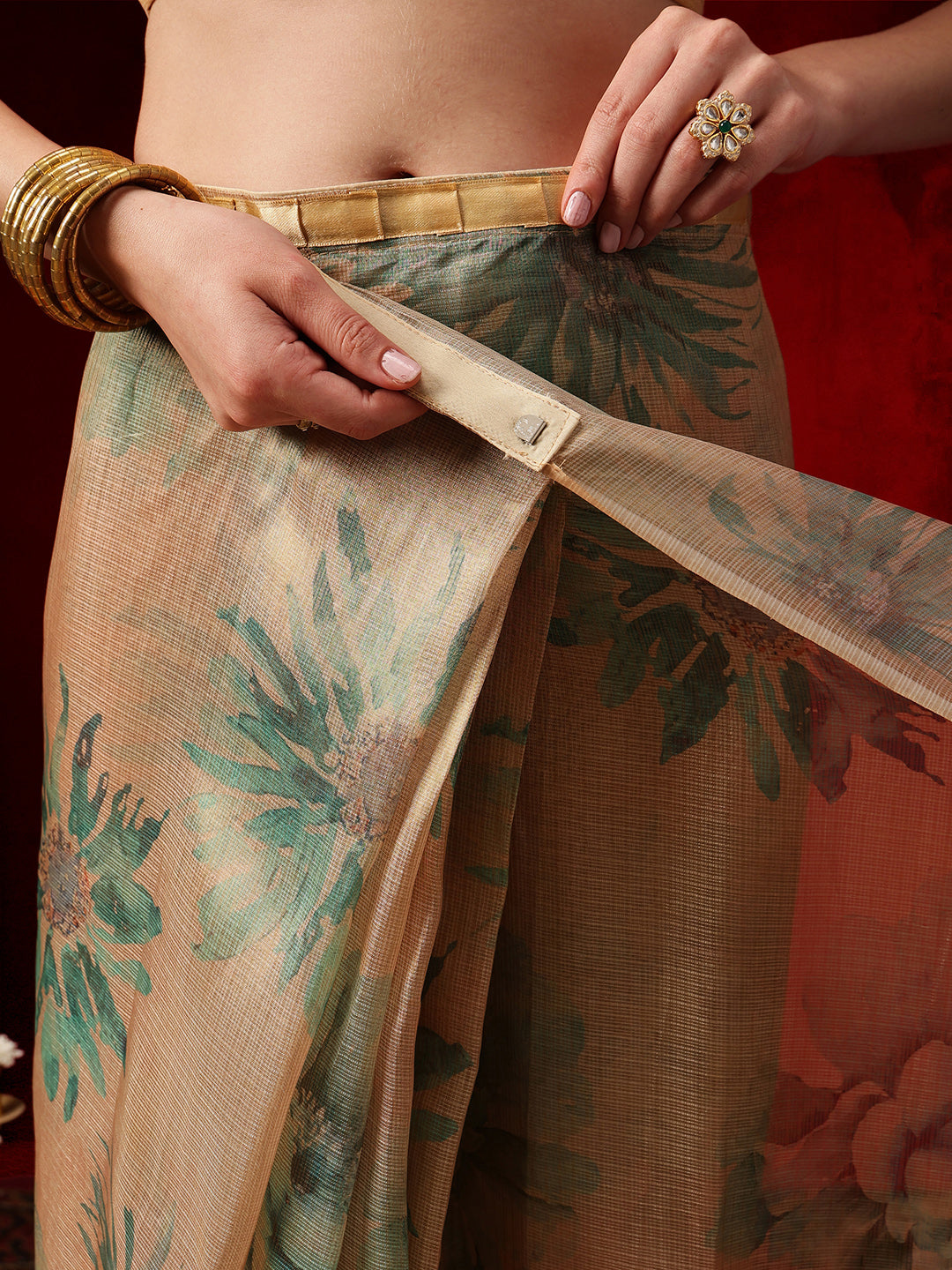 Women's Cotton Silk Floral Printed Ready to Wear Saree