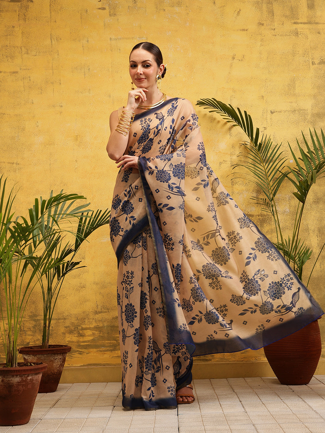 Women's Cotton Silk Digital Printed Ready to Wear Saree