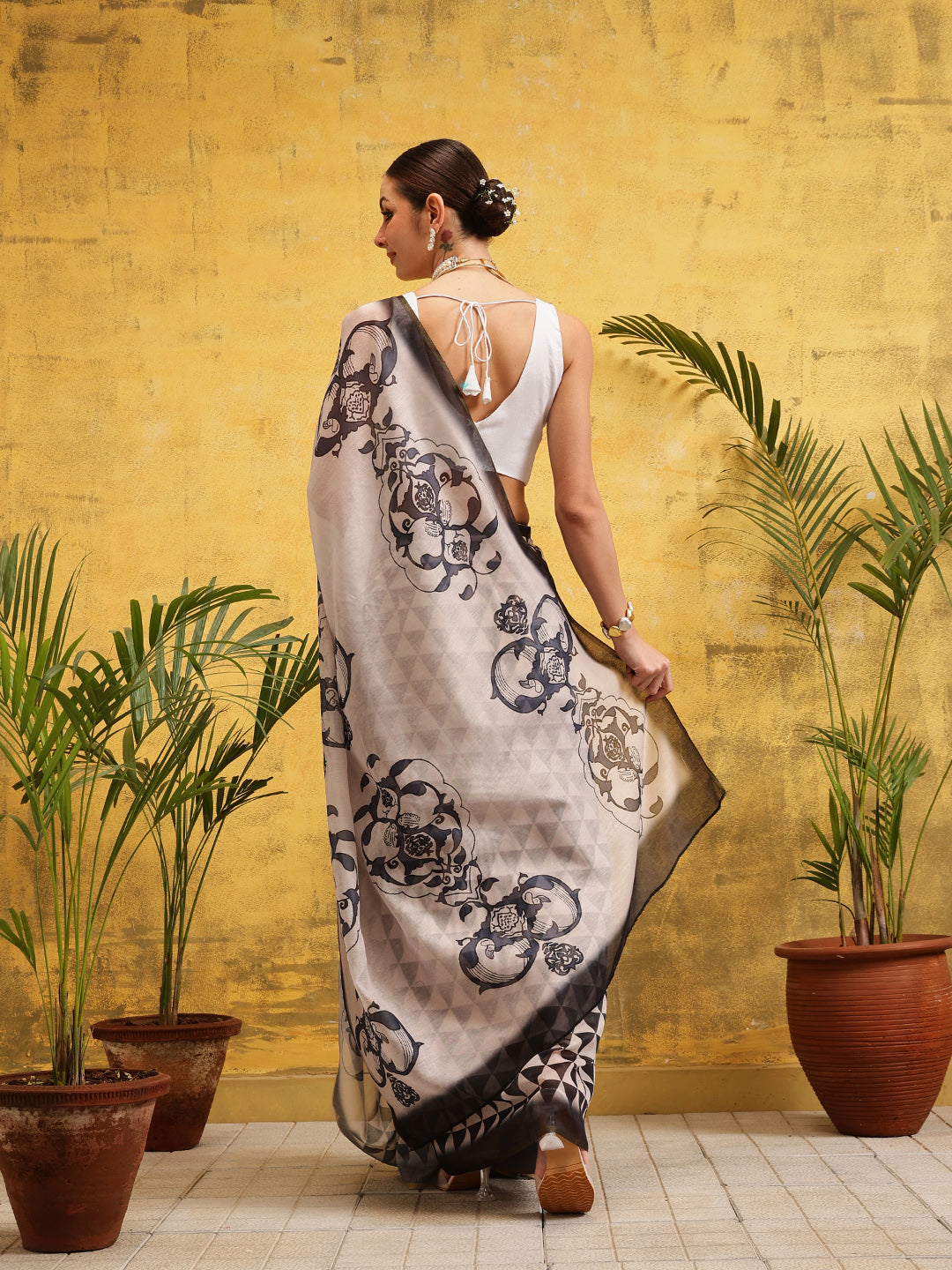 Women's Cotton Silk Digital Printed Ready to Wear Saree