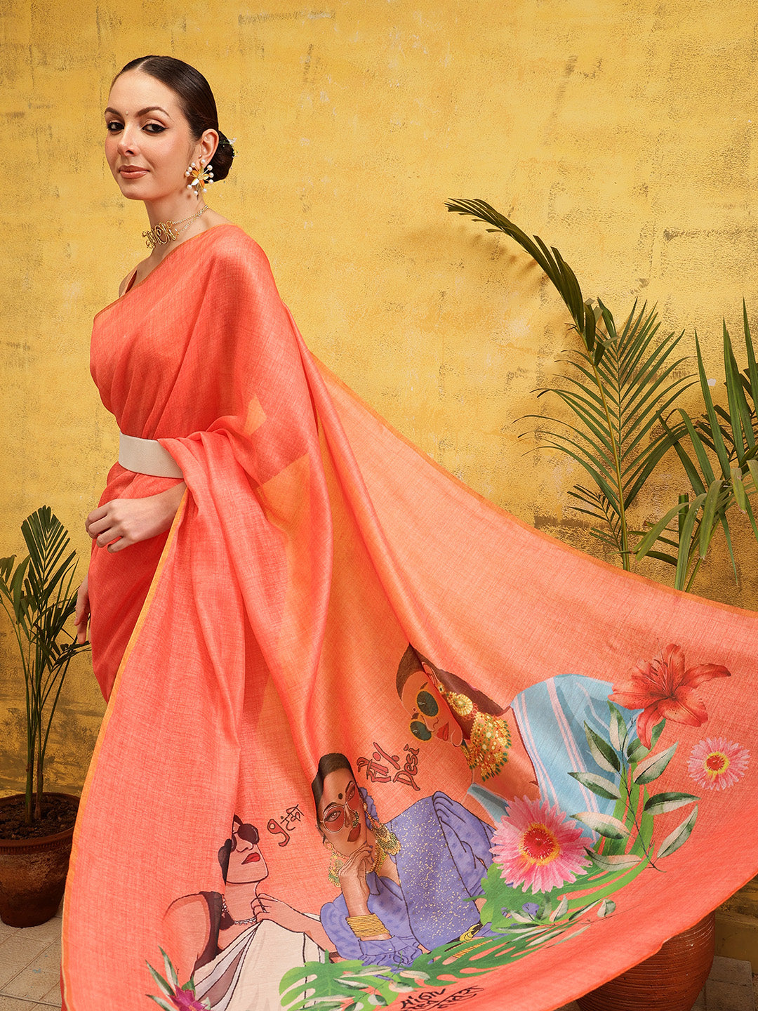 Women's Cotton Silk Digital Printed Ready to Wear Saree