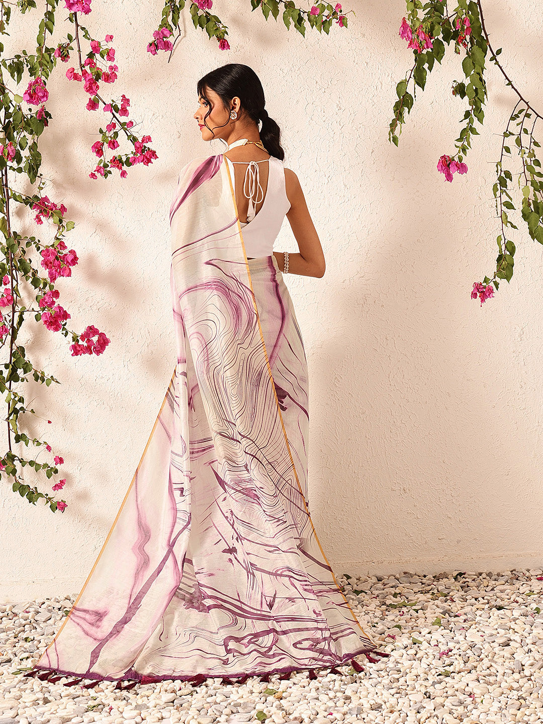 Chanderi Tie And Dye Digital Printed Ready to Wear Saree
