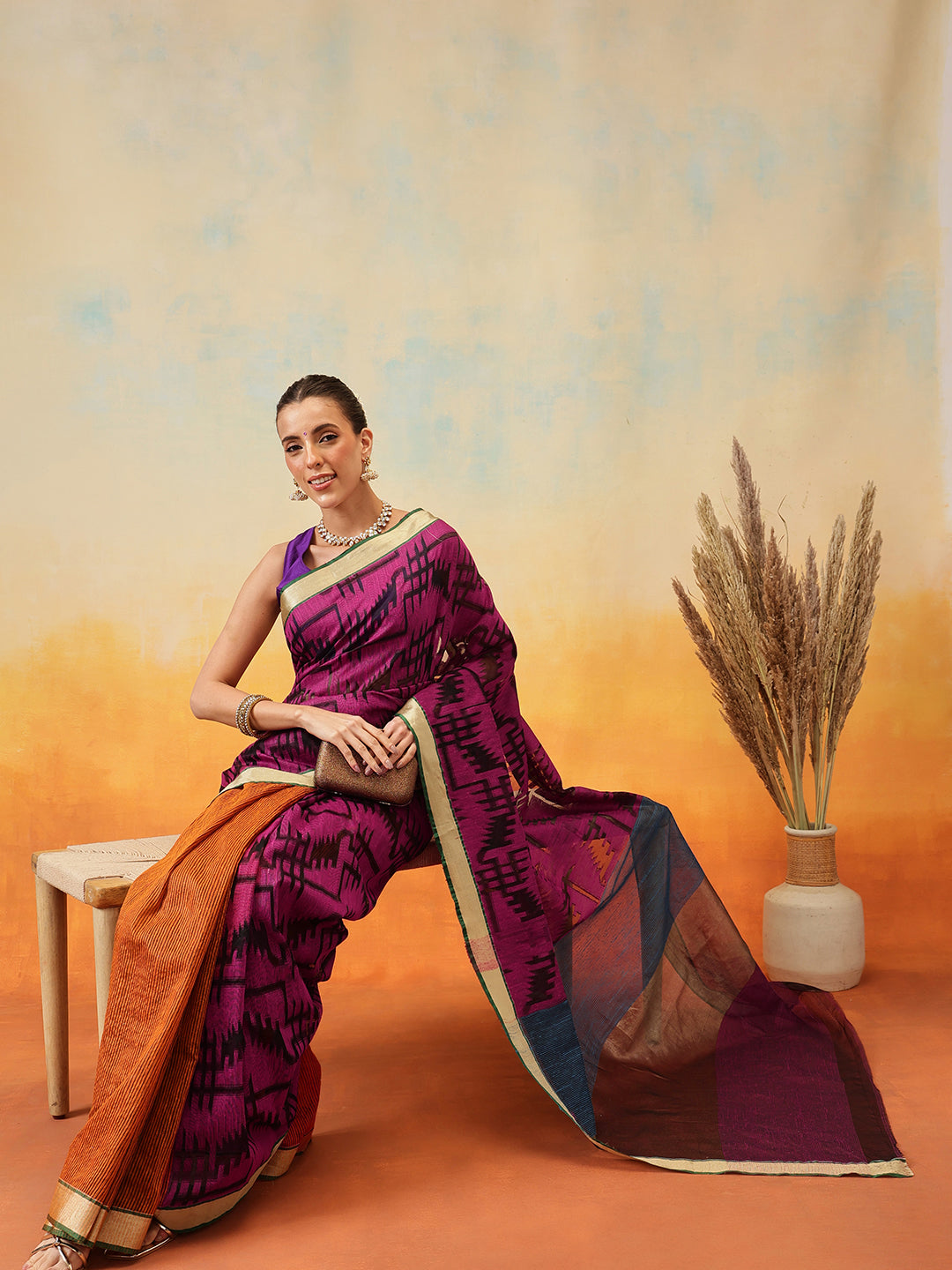 Cotton Zari Woven Border Ready to Wear Saree