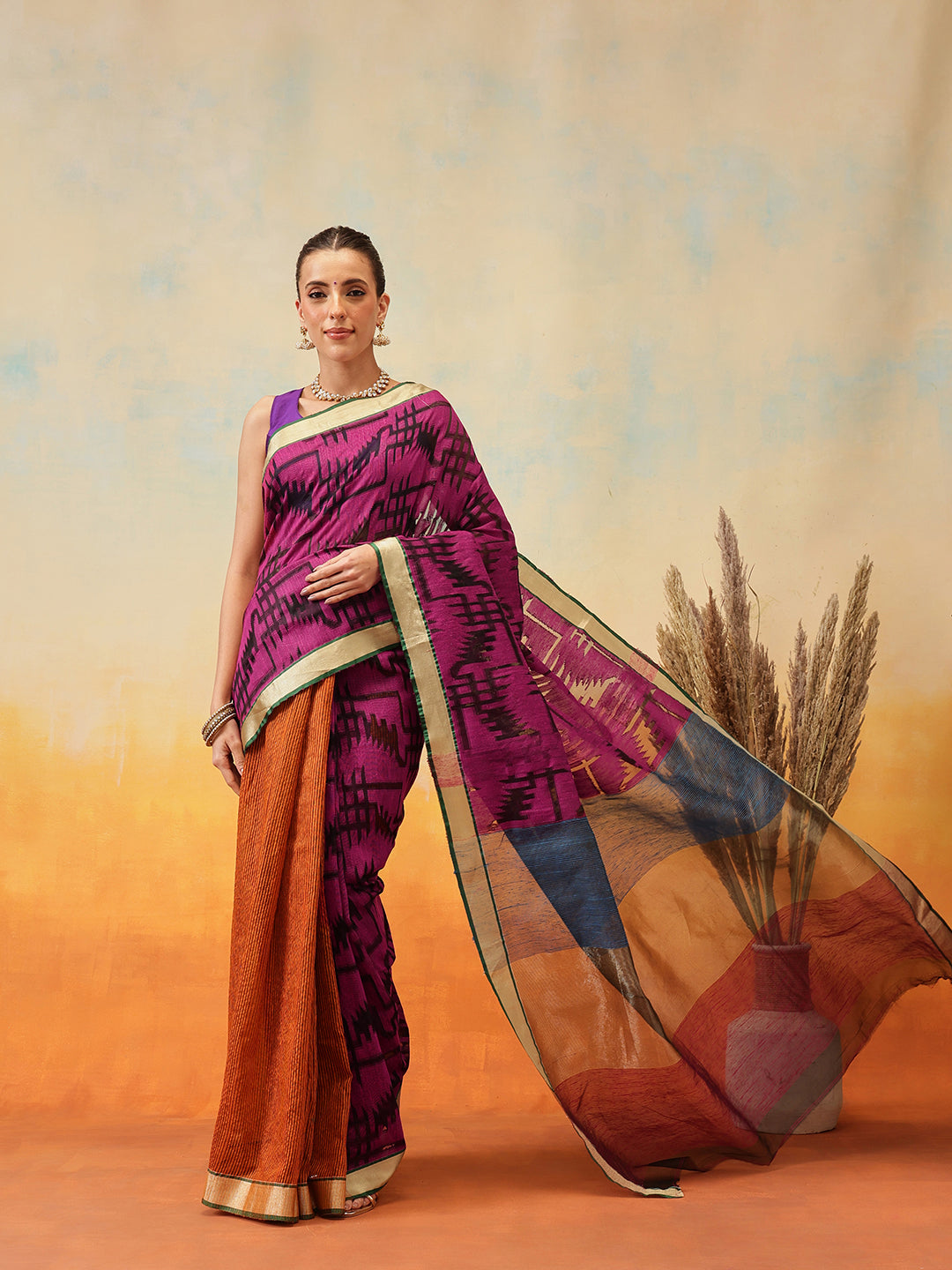 Cotton Zari Woven Border Ready to Wear Saree