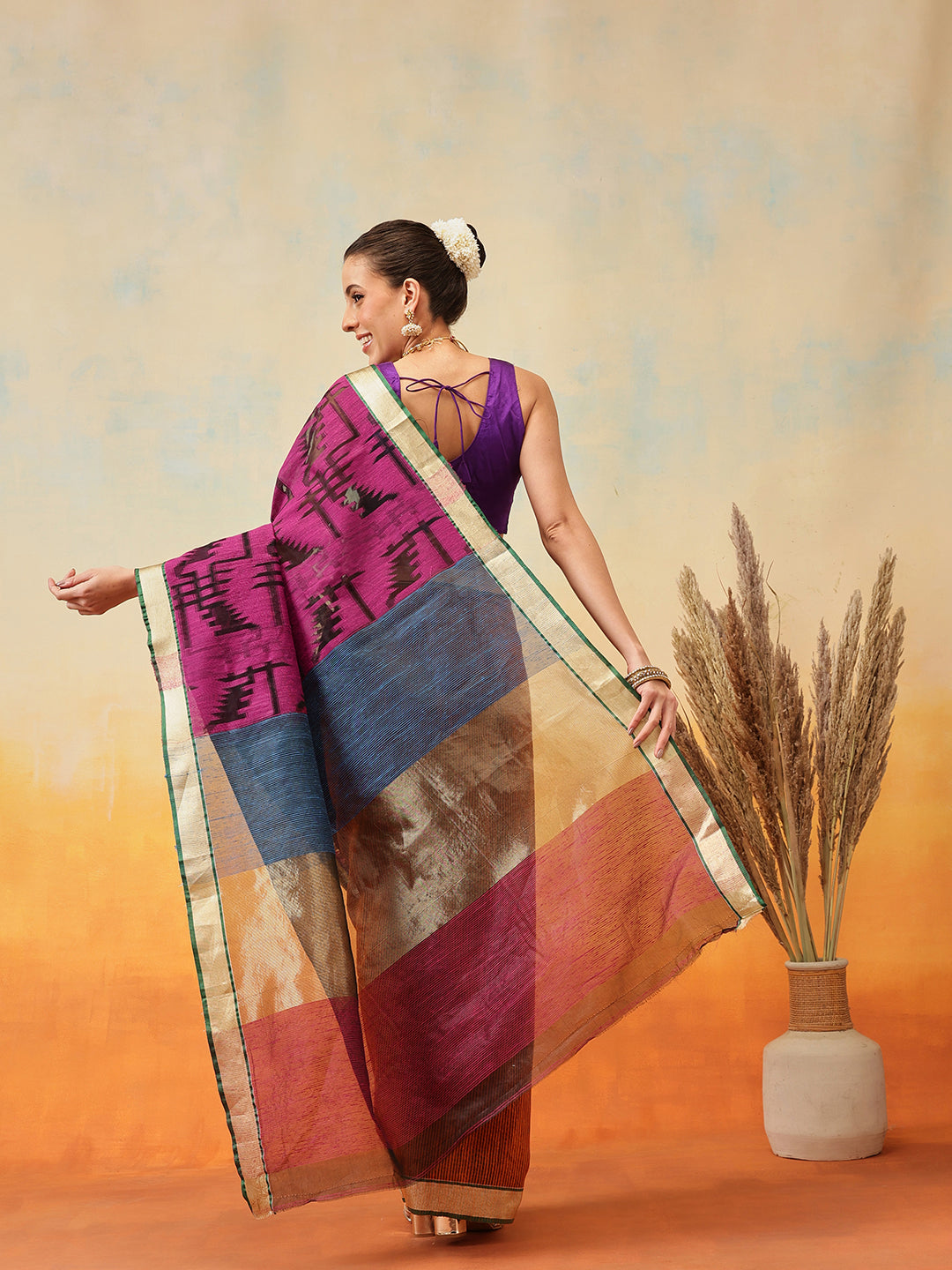 Cotton Zari Woven Border Ready to Wear Saree