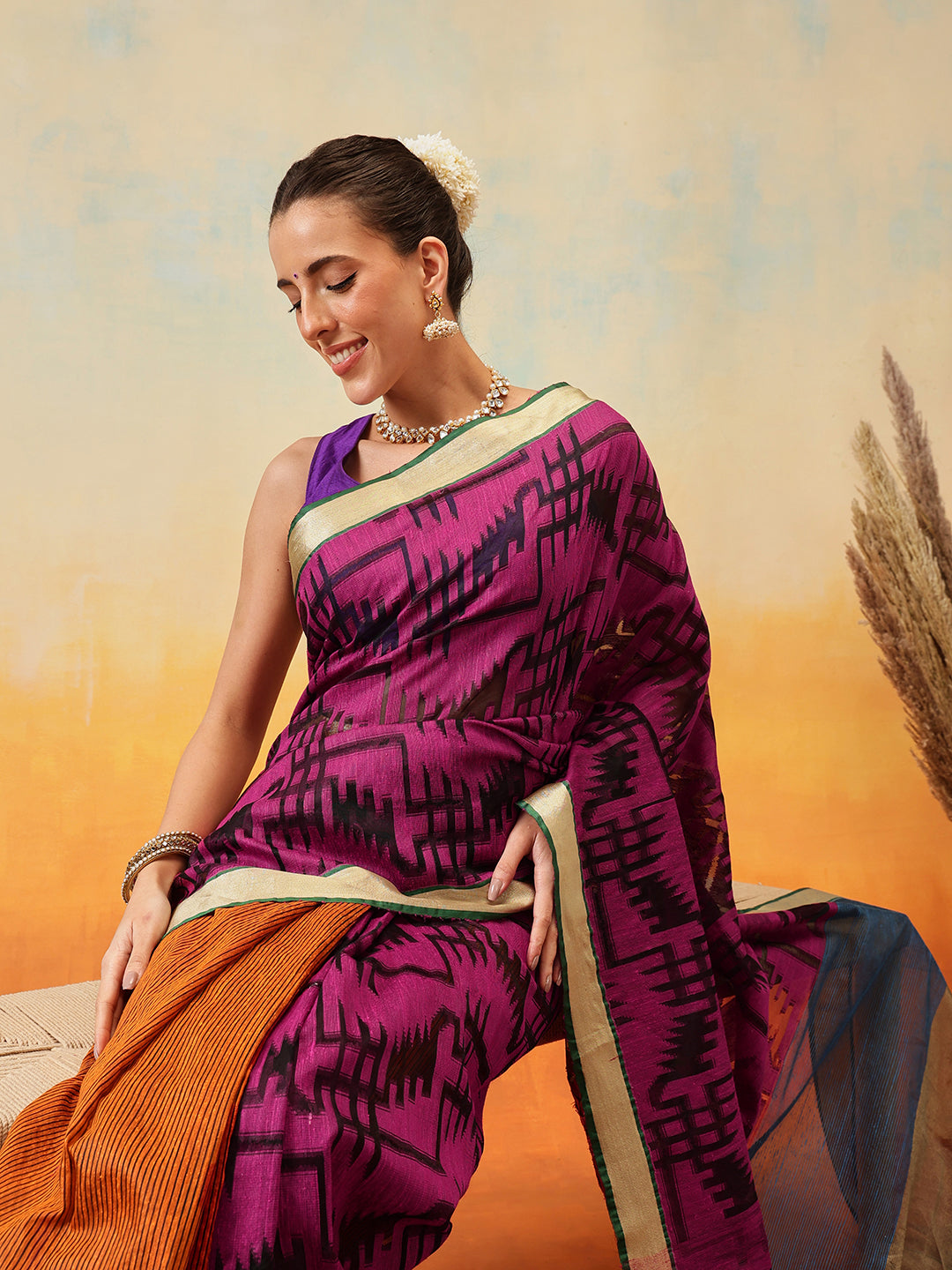 Cotton Zari Woven Border Ready to Wear Saree