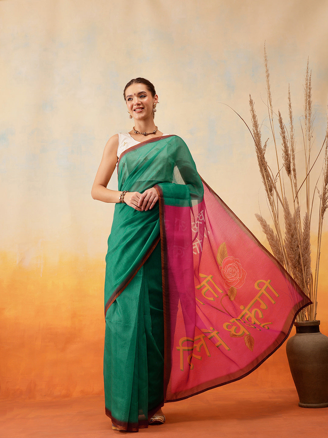 Printed Chanderi Cotton Ready to Wear Saree