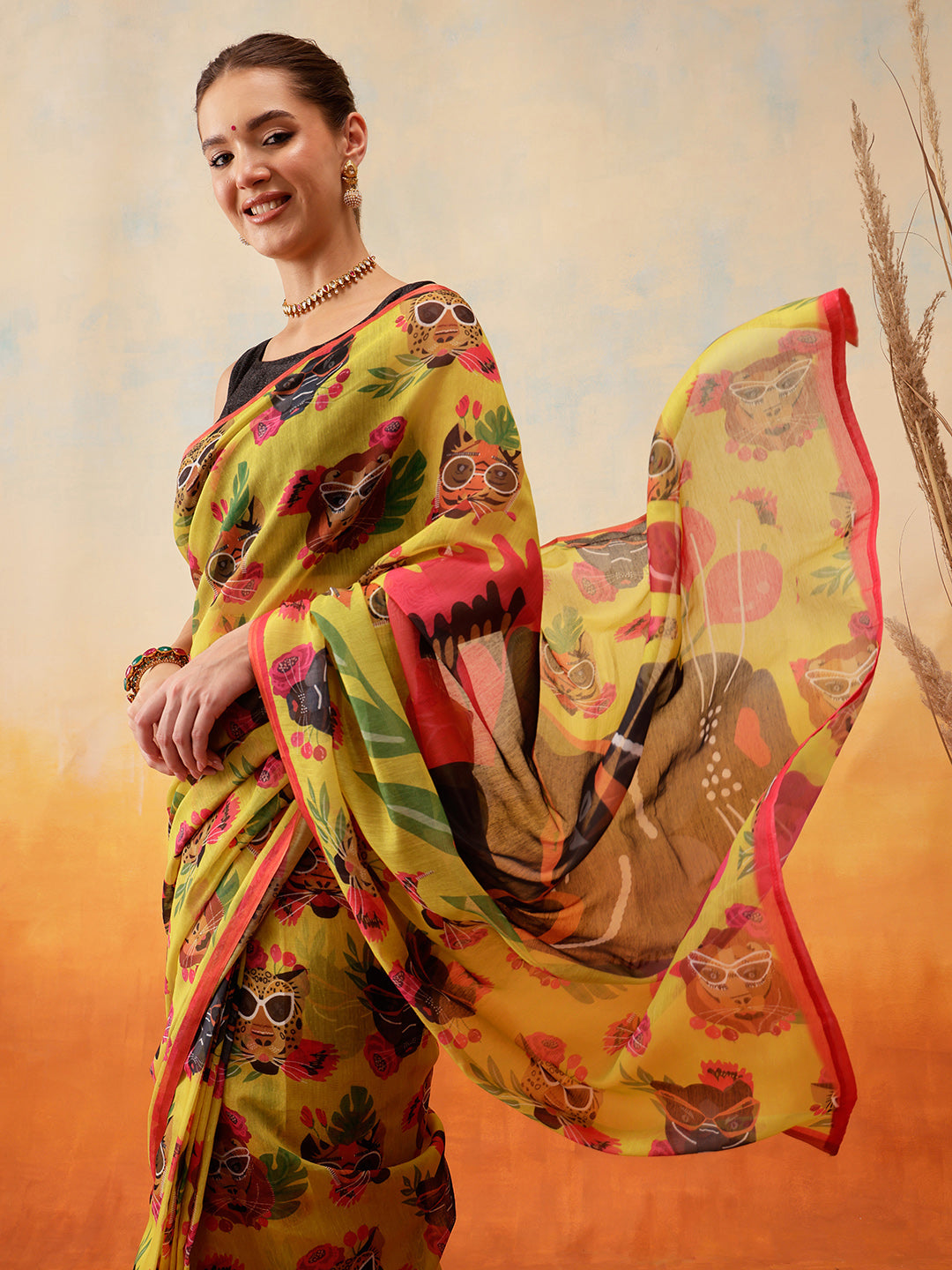 Printed Chanderi Cotton Ready to Wear Saree