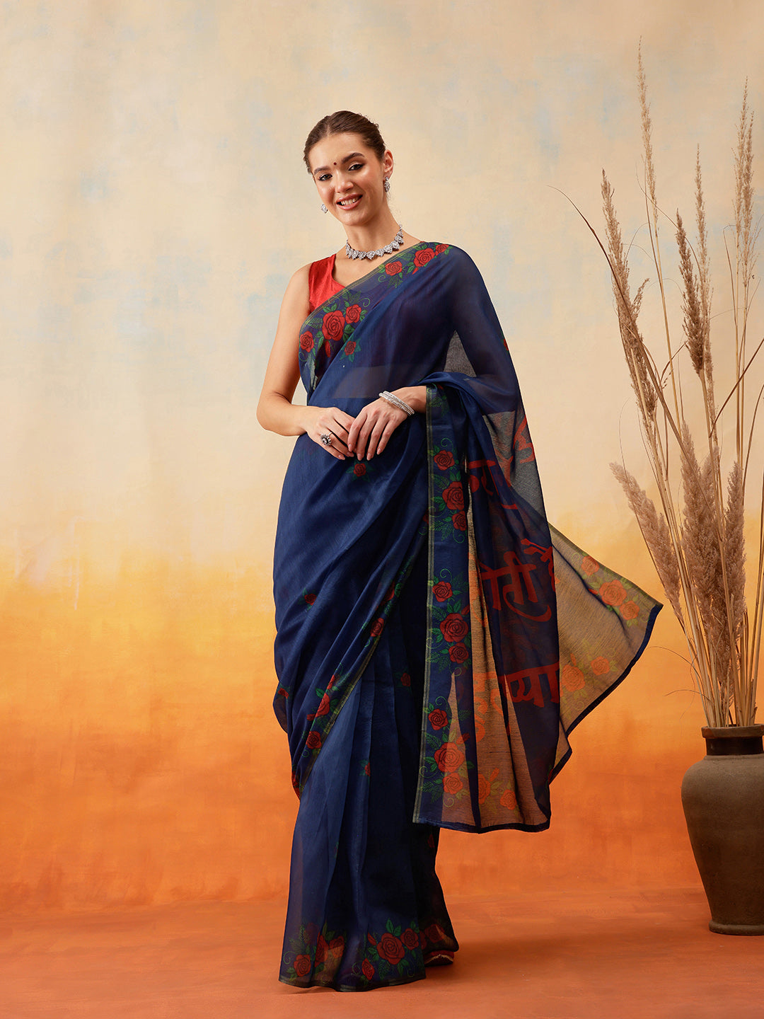 Printed Chanderi Cotton Ready to Wear Saree