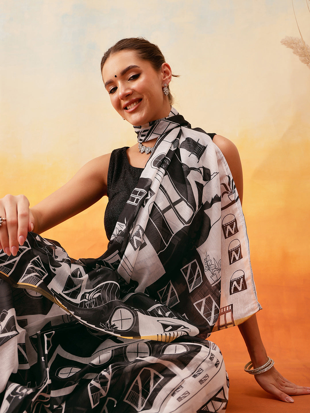 Printed Chanderi Cotton Ready to Wear Saree