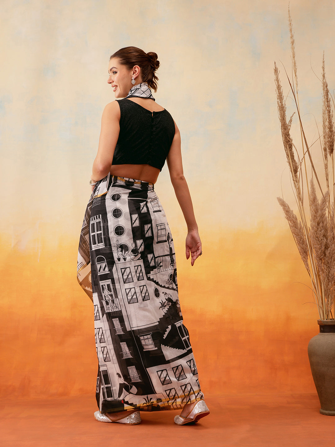 Printed Chanderi Cotton Ready to Wear Saree