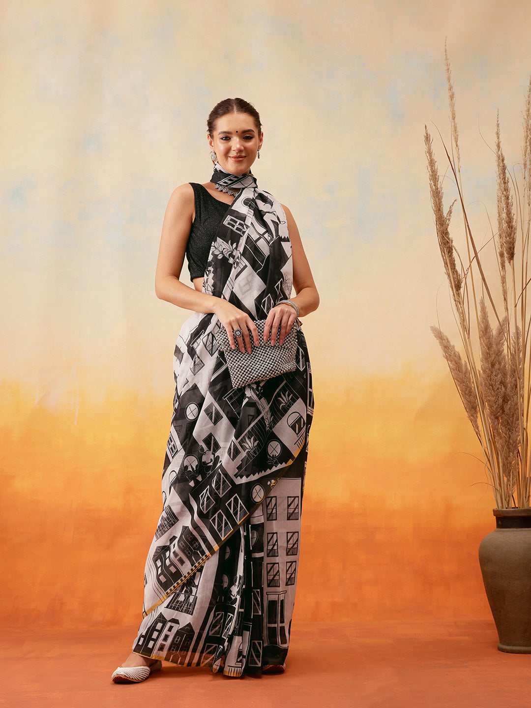 Printed Chanderi Cotton Ready to Wear Saree