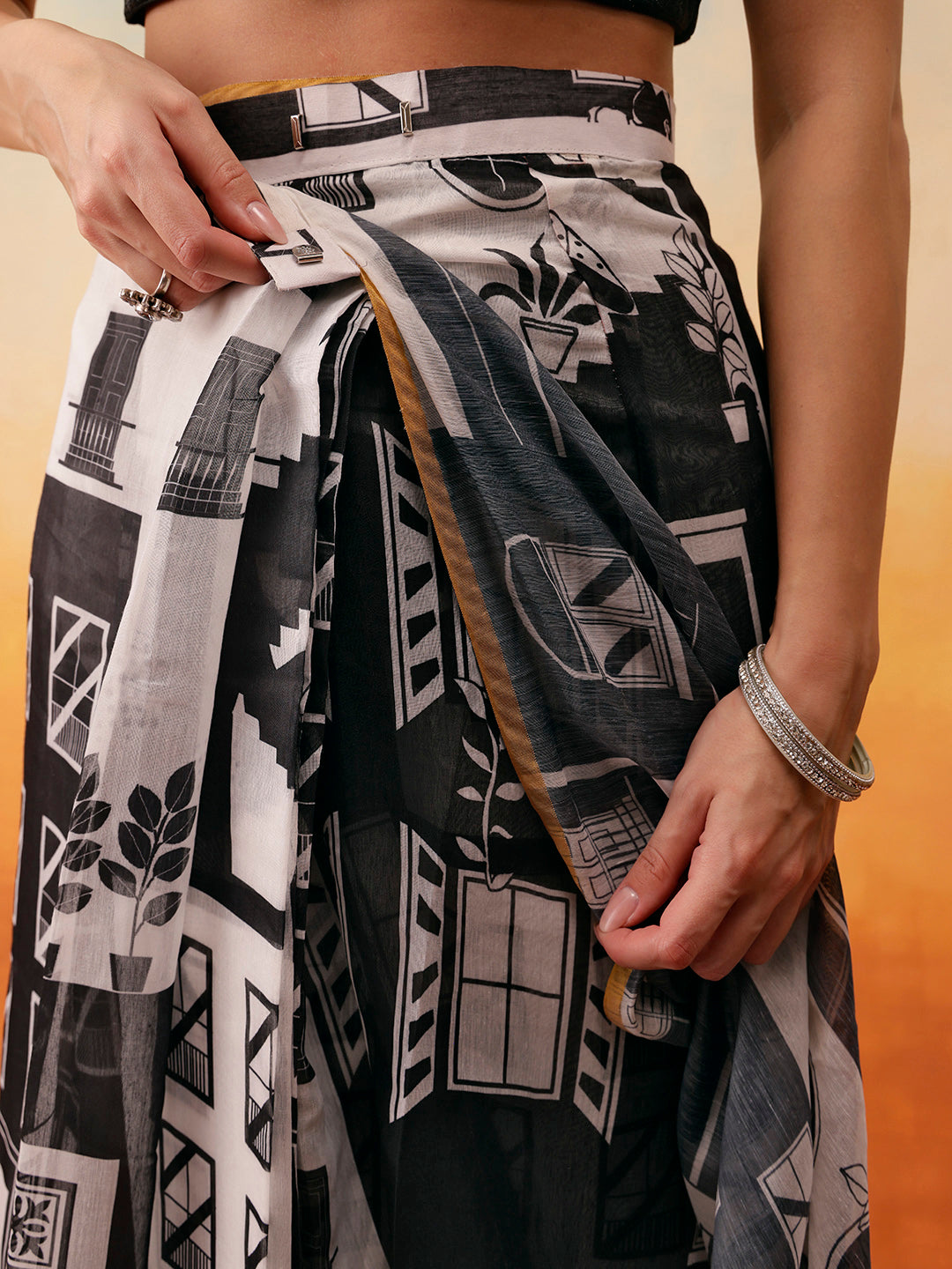 Printed Chanderi Cotton Ready to Wear Saree