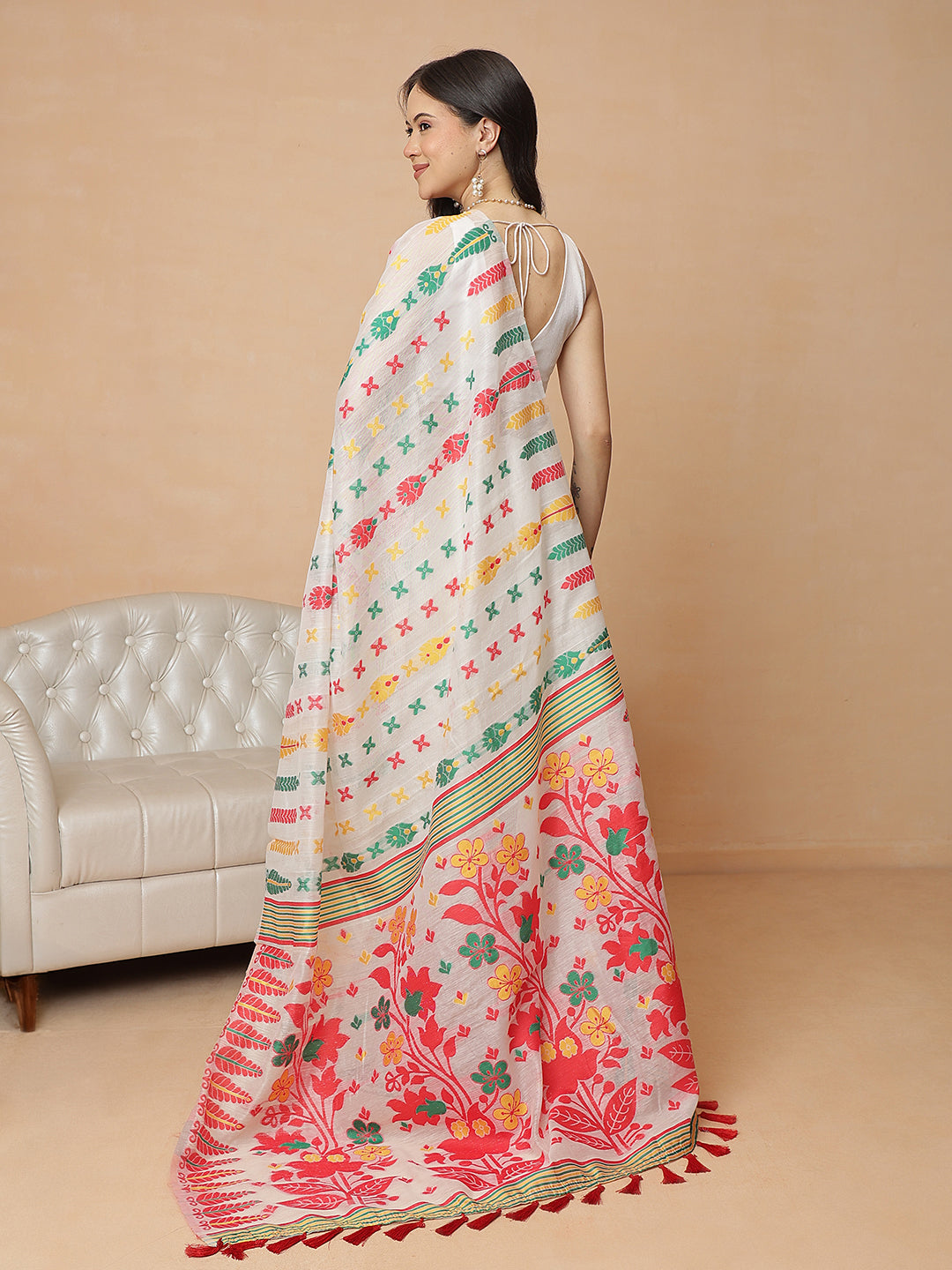 Women's Bengali Style Dhakai Cotton Jamdani Ready to Wear Saree