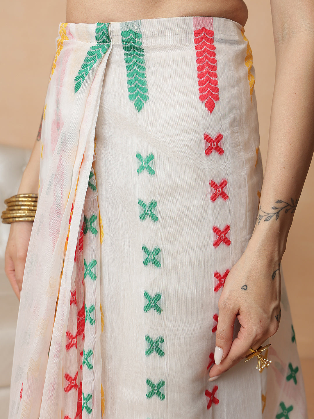 Women's Bengali Style Dhakai Cotton Jamdani Ready to Wear Saree