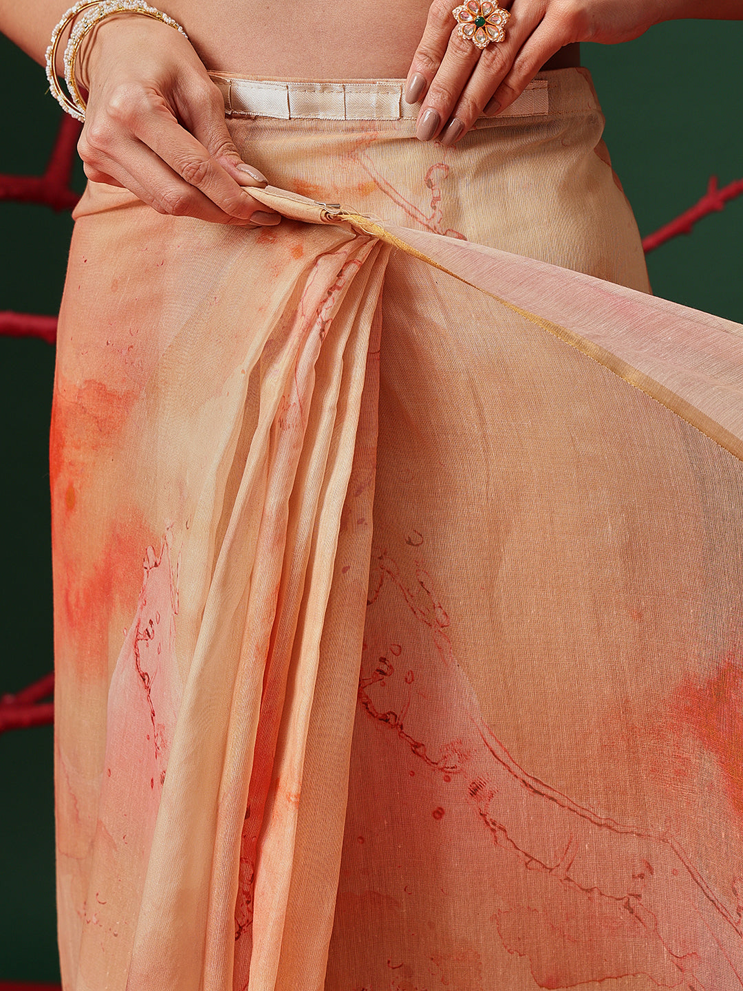 Tie-Die Printed Organza Ready to Wear Saree