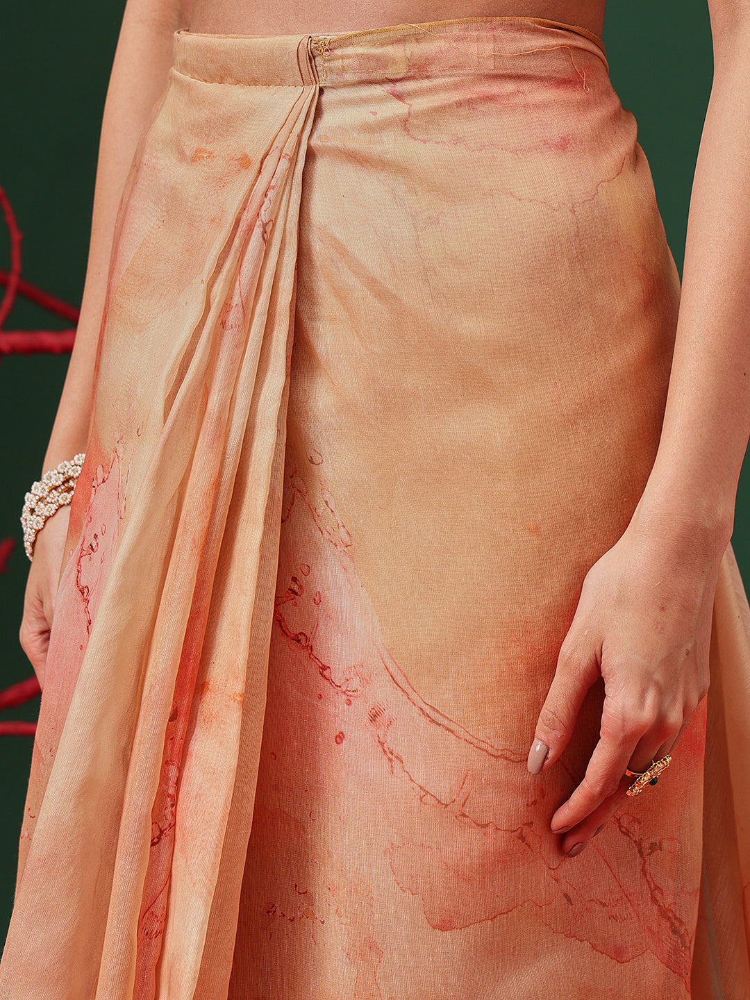 Tie-Die Printed Organza Ready to Wear Saree