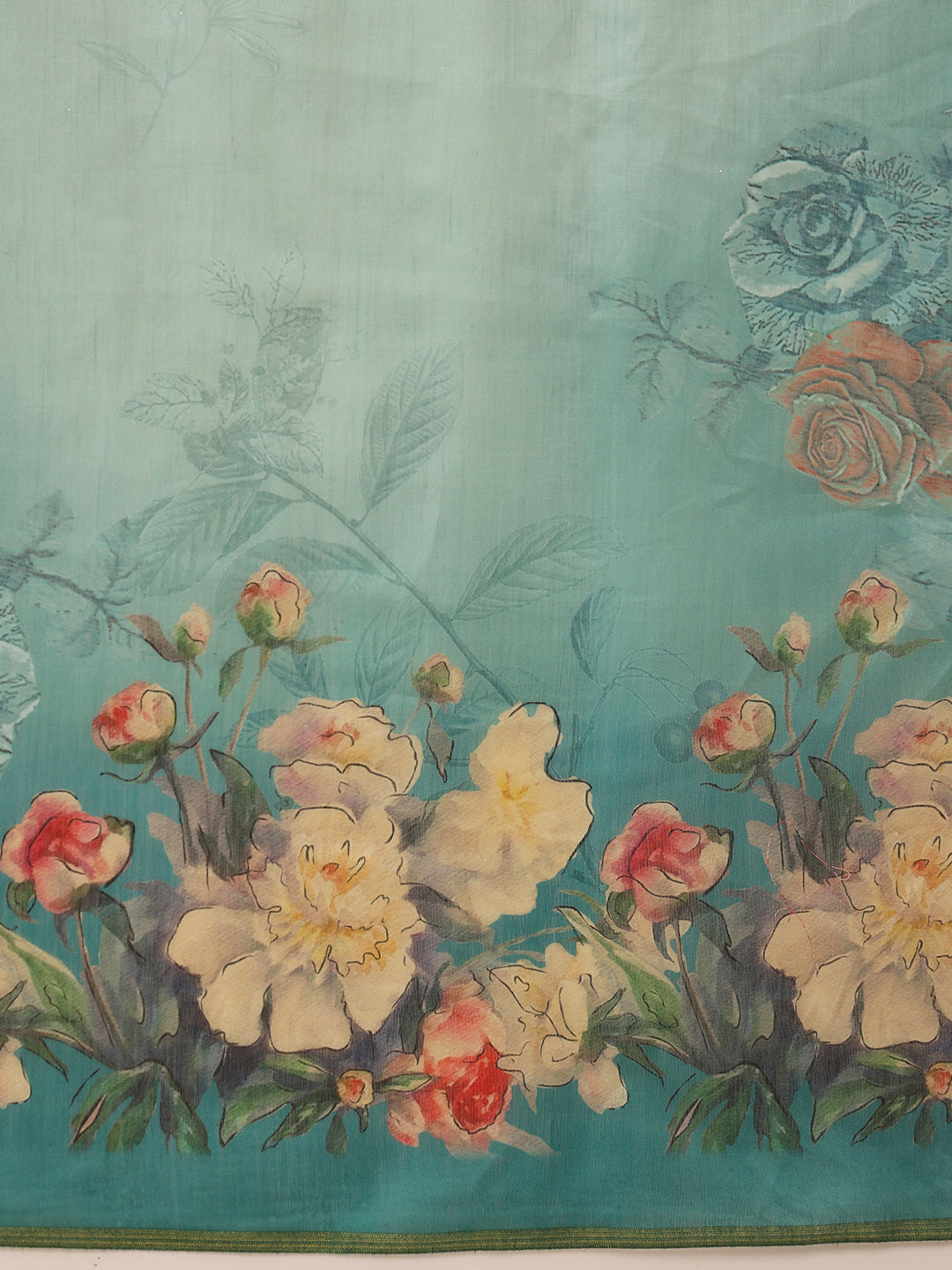 Floral Printed Chanderi Organza Ready to Wear Saree