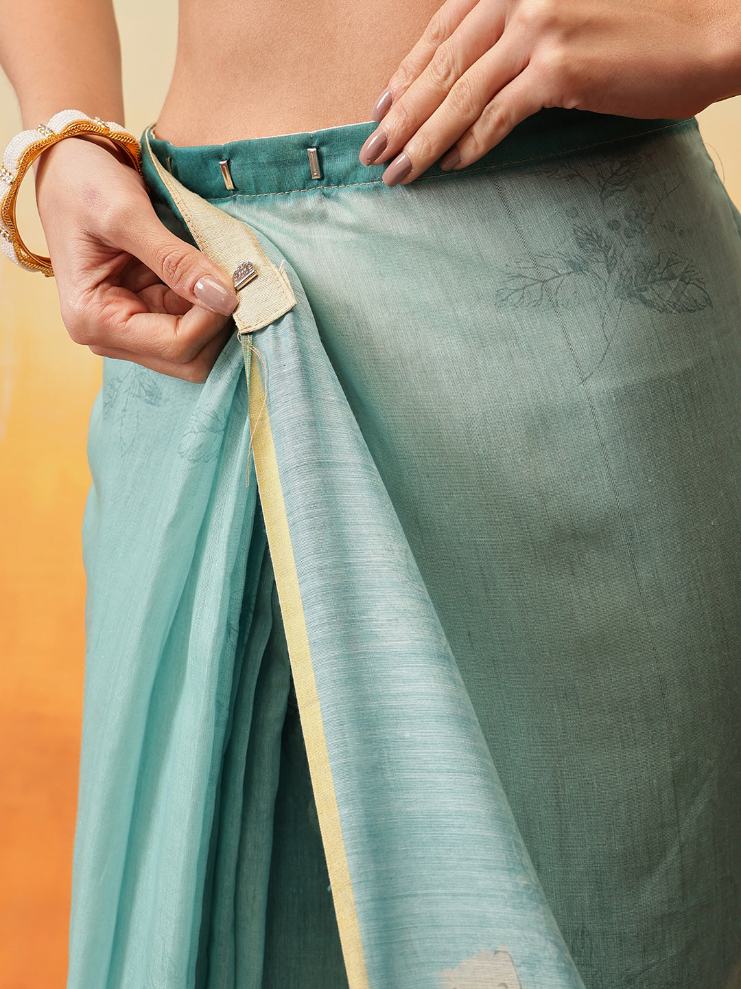 Floral Printed Chanderi Organza Ready to Wear Saree