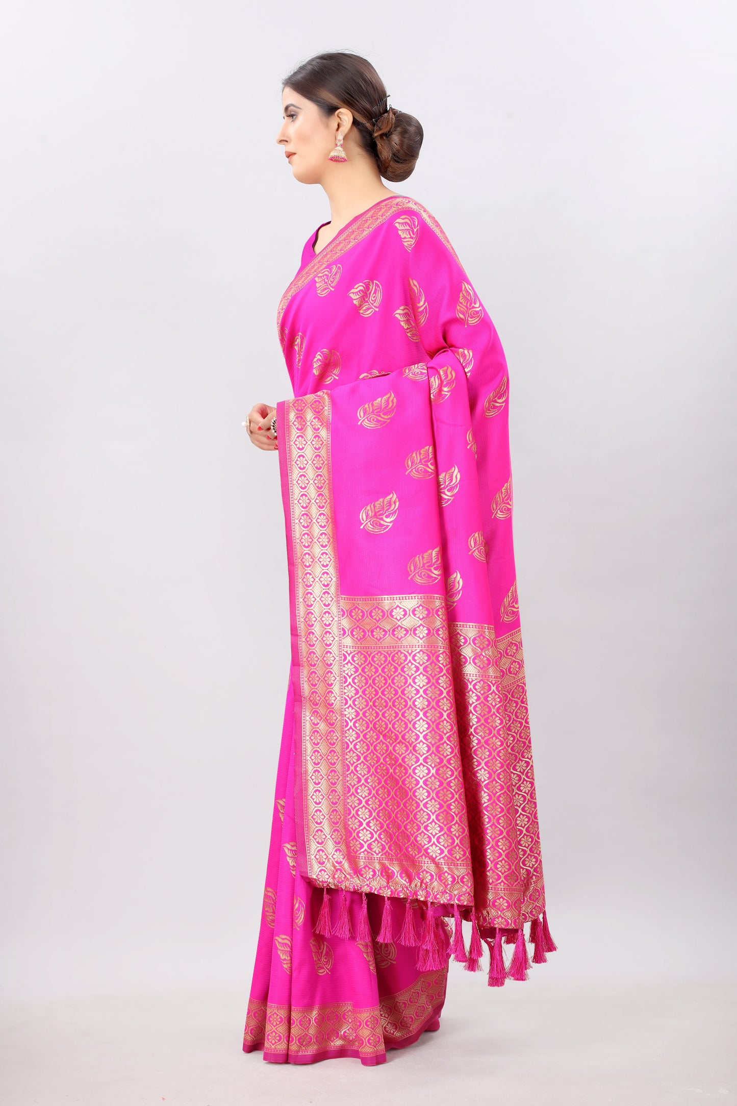 Pink-Golden Touch Woven Design Banarasi Saree