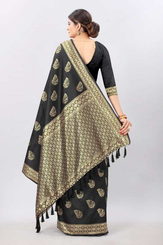Black-Golden Touch Woven Design Banarasi Saree