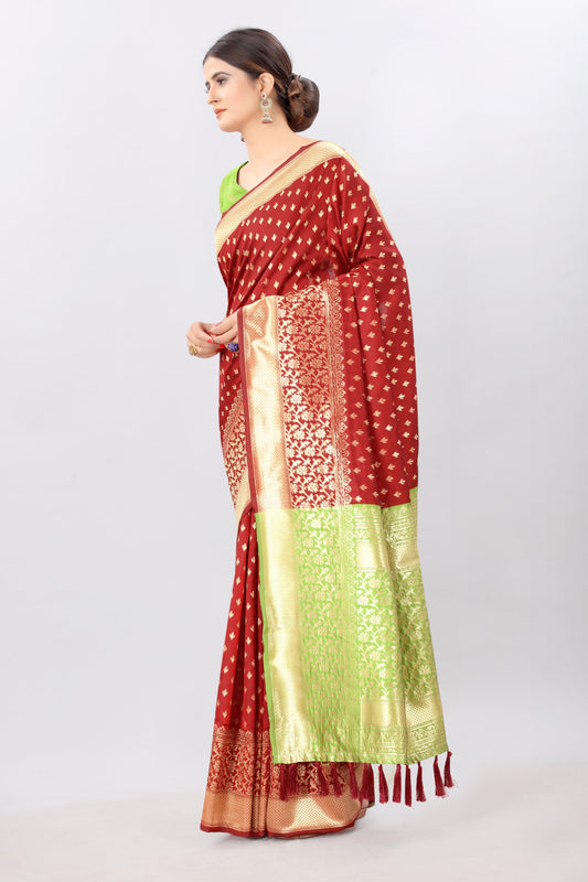 Banarasi Silk Woven Design Saree With Tassels