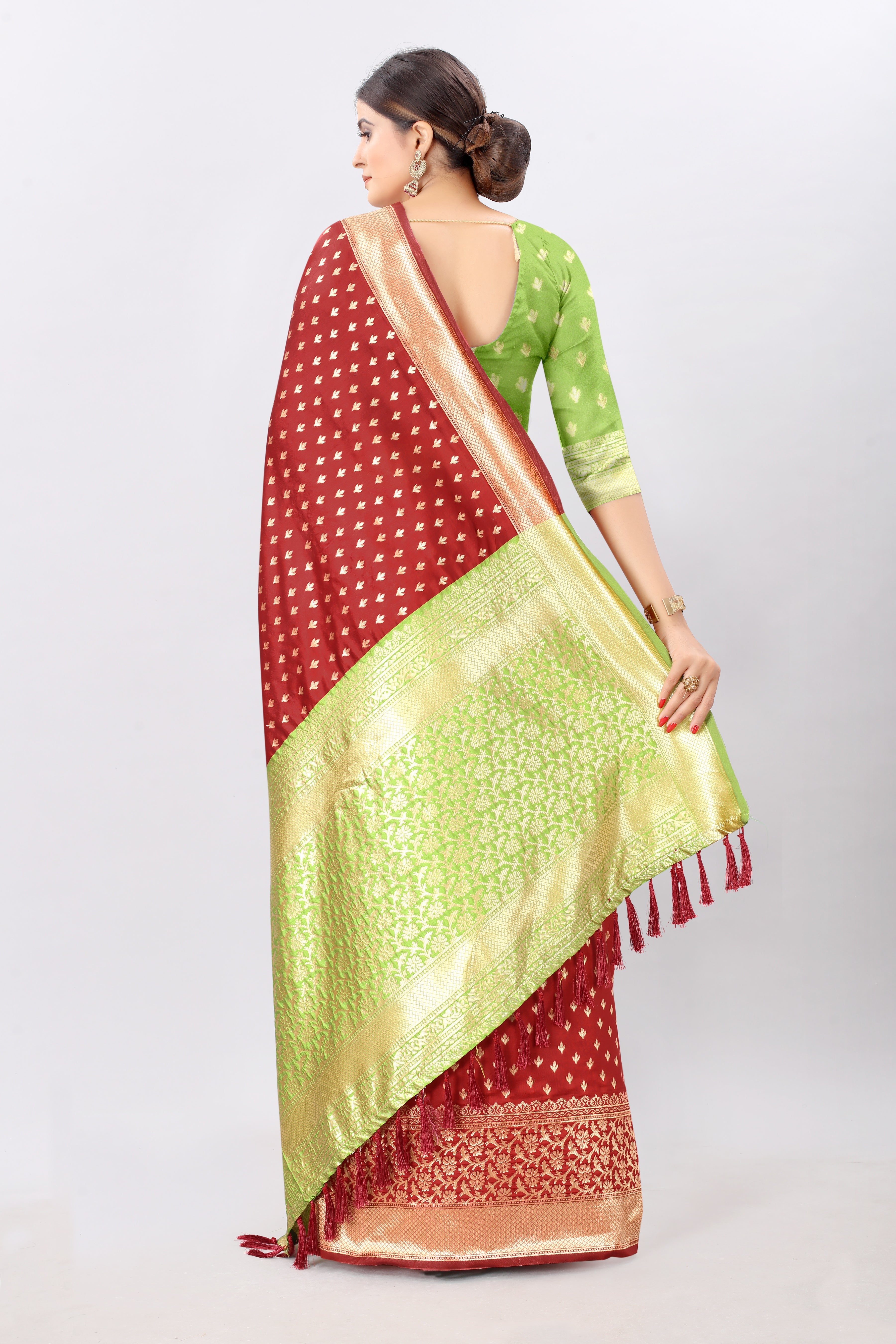 Banarasi Silk Woven Design Saree With Tassels