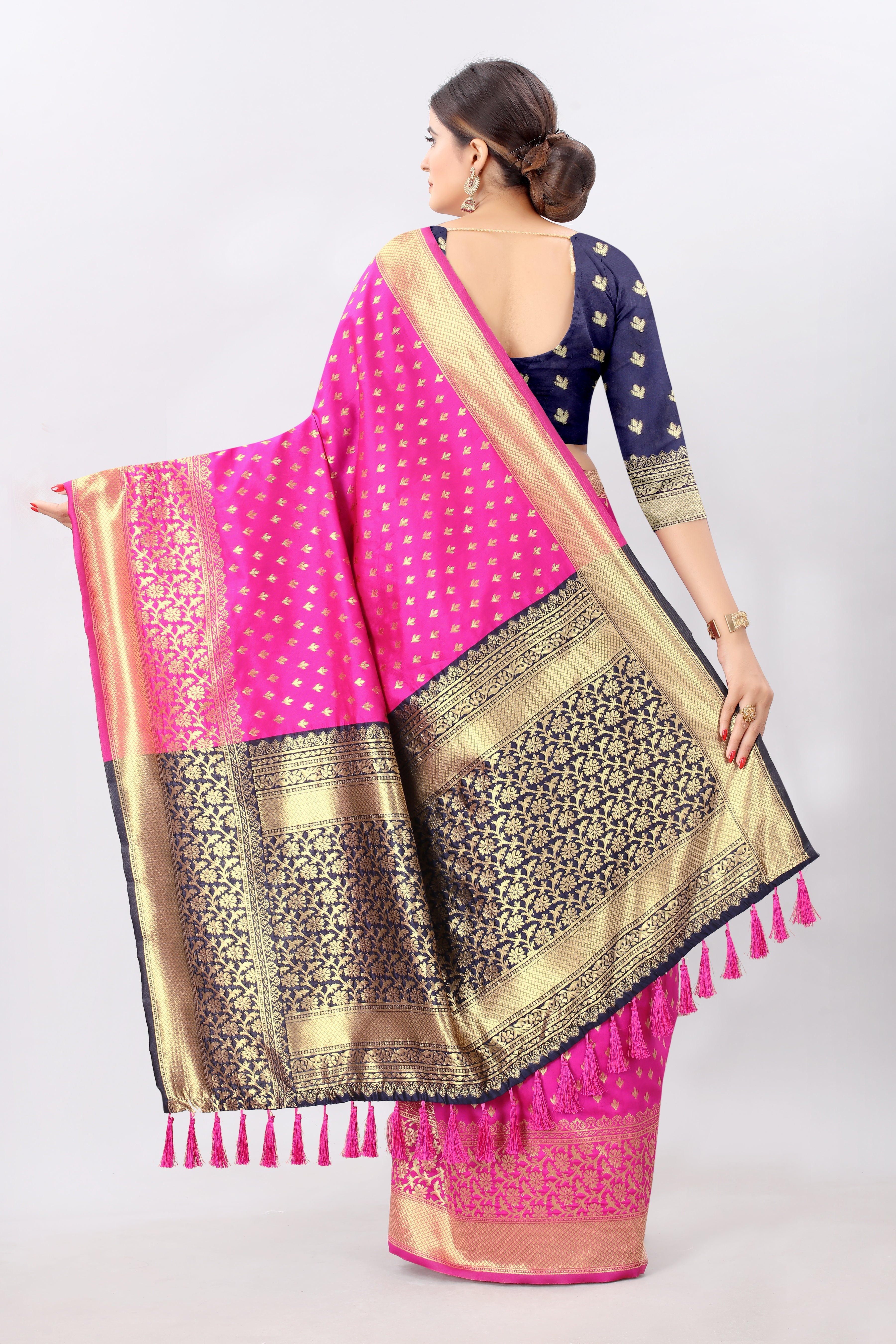 Banarasi Silk Woven Design Saree With Tassels