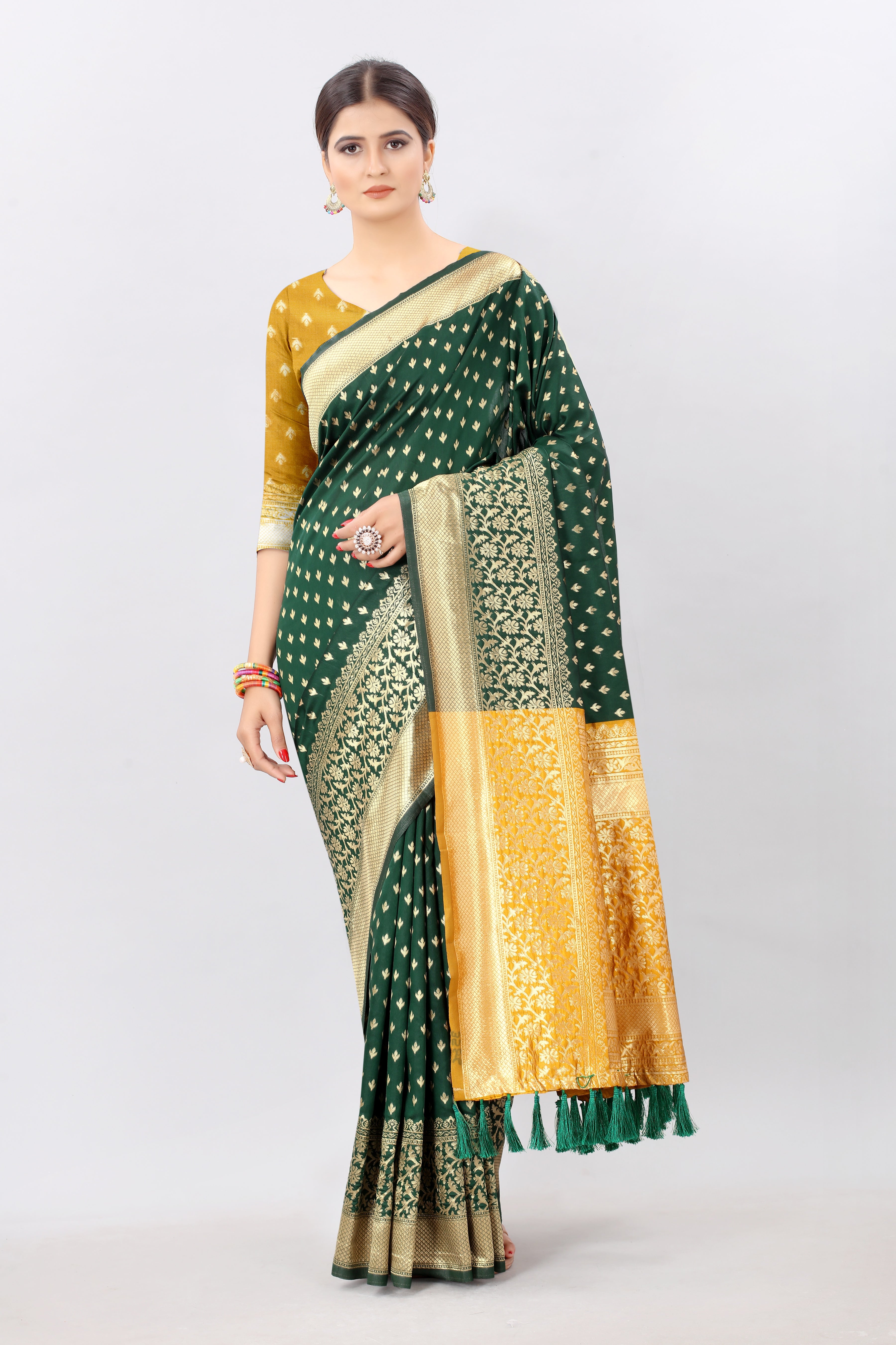 Banarasi Silk Woven Design Saree With Tassels