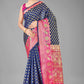 Women's Banarasi Silk Golden Zari Touch Woven Blue Saree