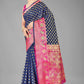 Women's Banarasi Silk Golden Zari Touch Woven Blue Saree