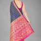 Women's Banarasi Silk Golden Zari Touch Woven Blue Saree