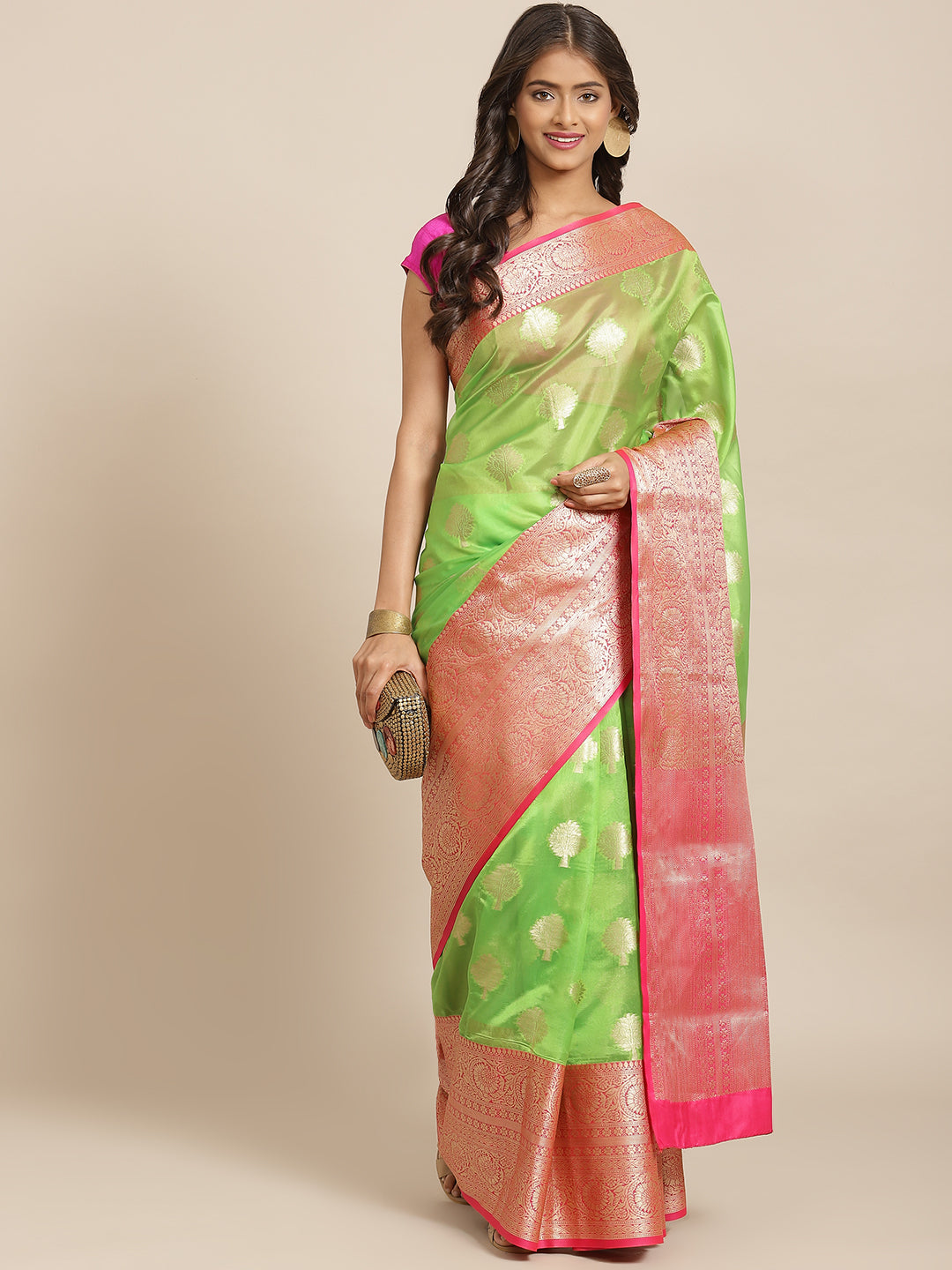 Green & Gold Zari Woven Banarasi Silk Saree