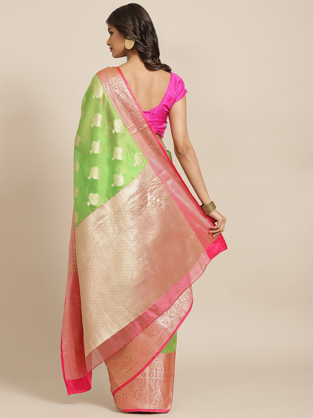 Green & Gold Zari Woven Banarasi Silk Saree