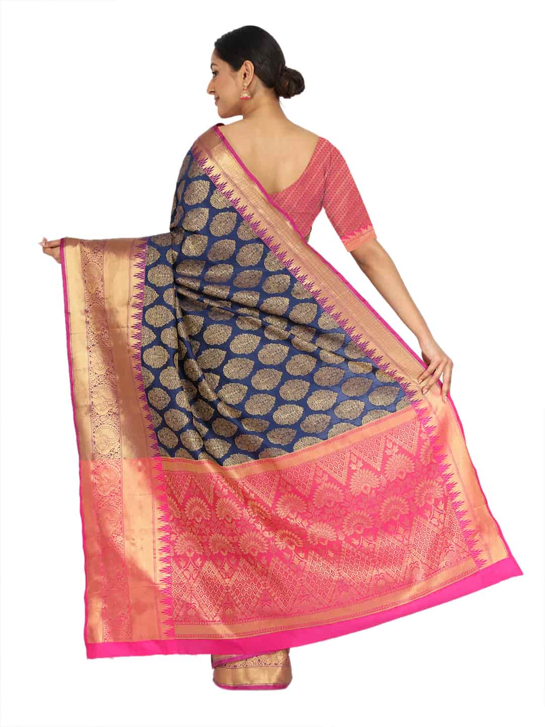 Navy-Golden Touch Woven Design Banarasi Saree