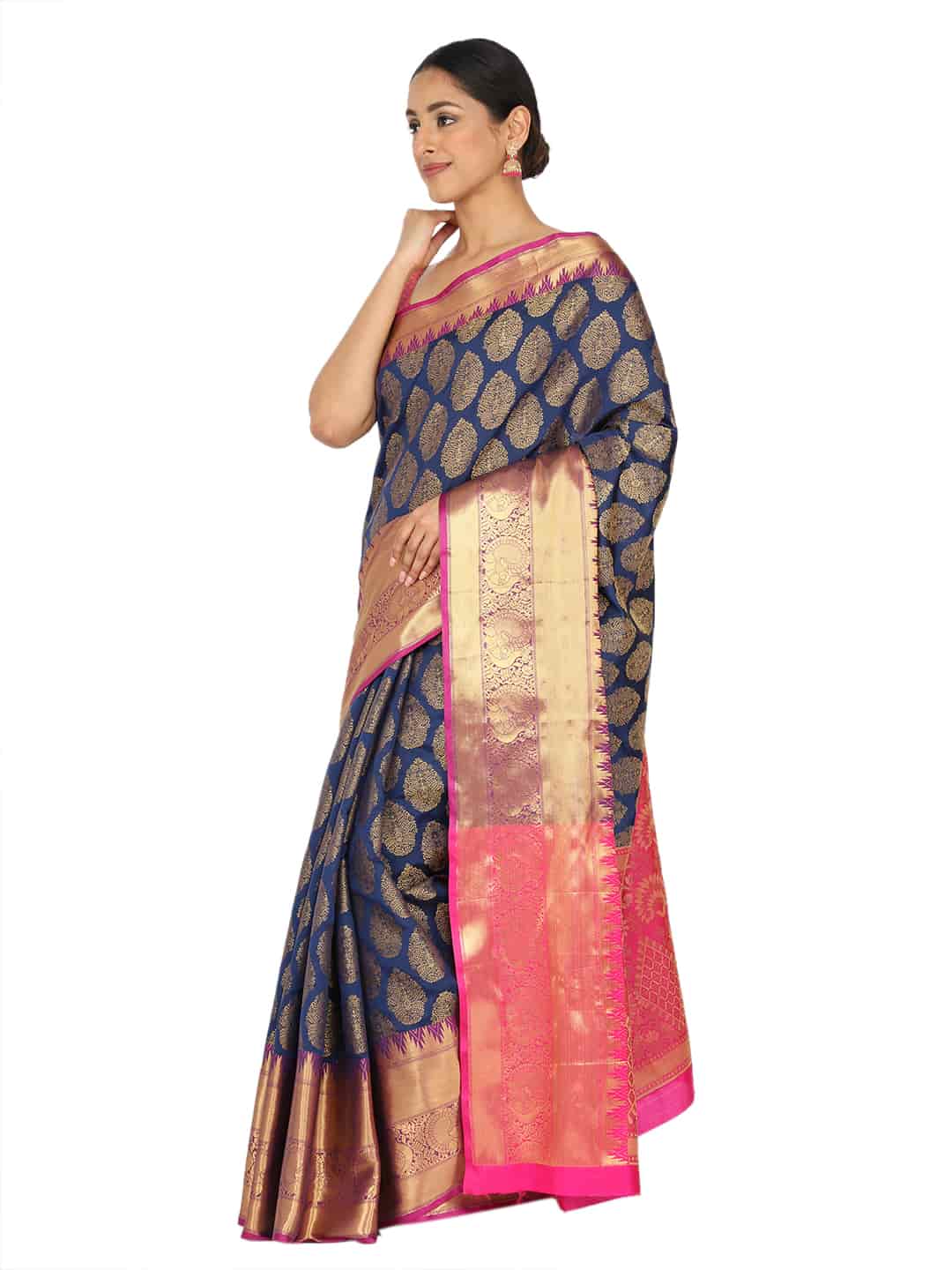 Navy-Golden Touch Woven Design Banarasi Saree
