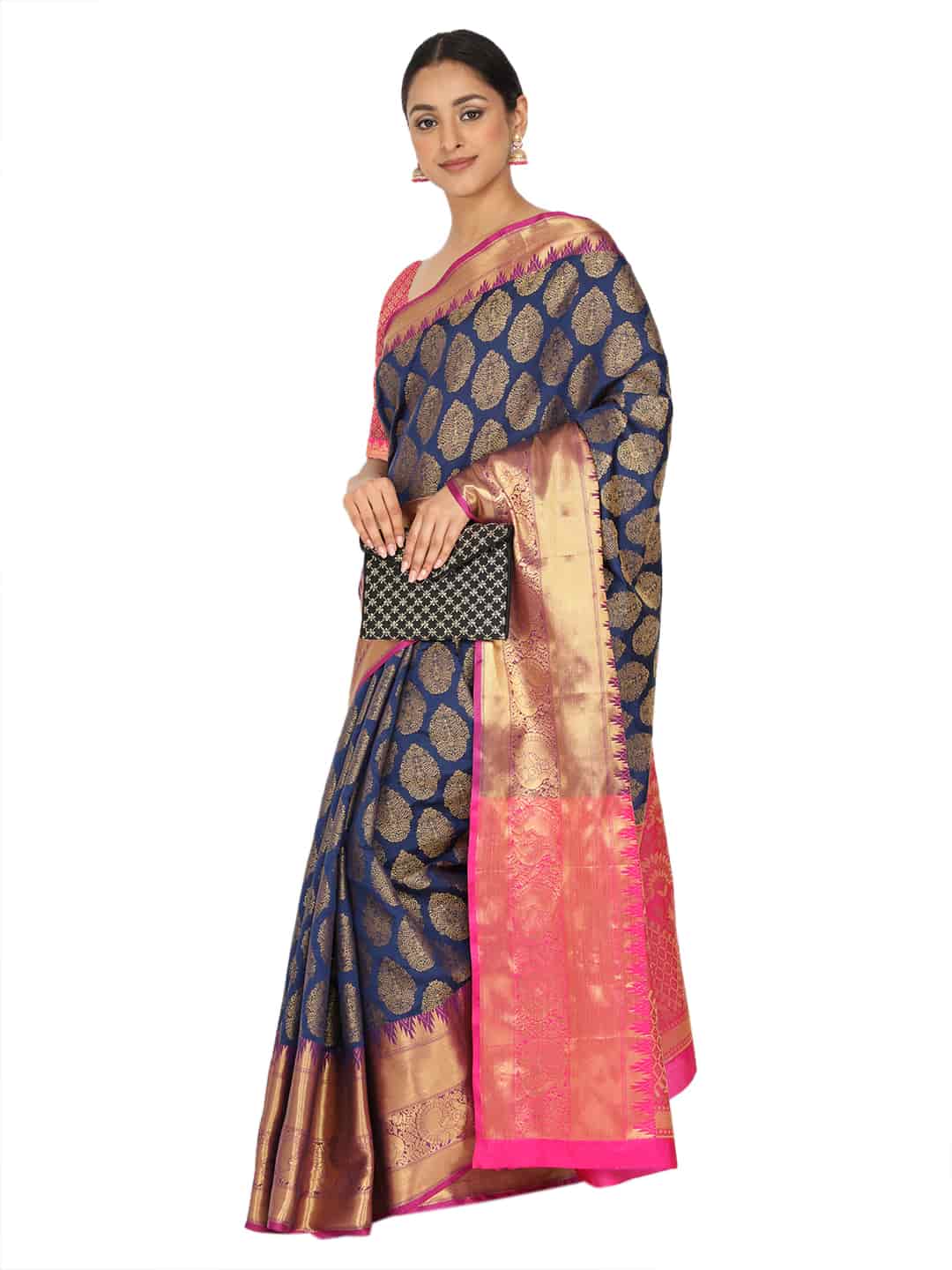 Navy-Golden Touch Woven Design Banarasi Saree