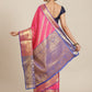 Women Heavy Border Checks Weaving Work Saree With Rich Pallu