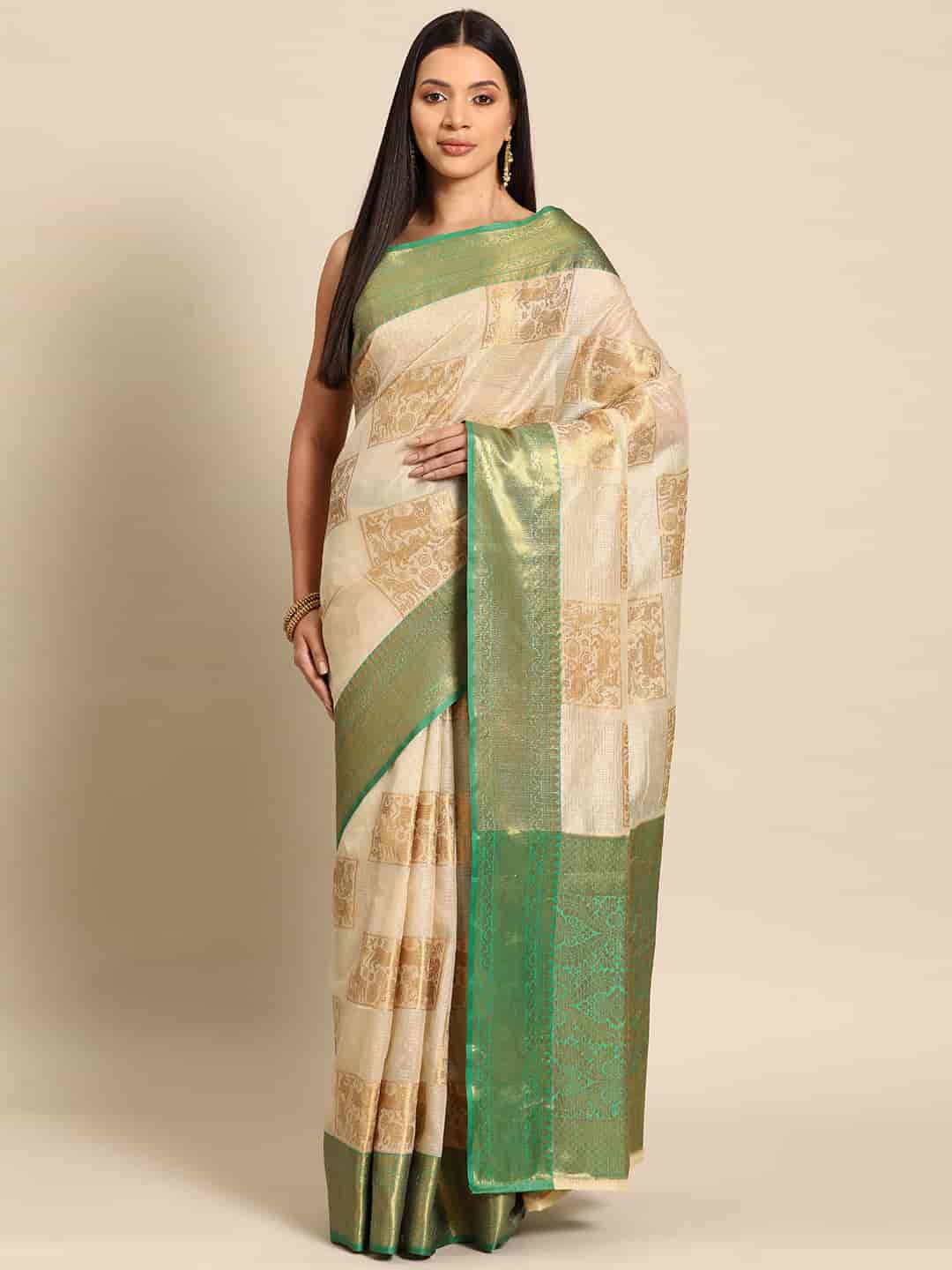 Women's Banarasi Tussar Silk Saree with Unstitched Blouse Piece