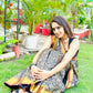 Chevron Classical Weaving Ikkat Zari Woven With Kanjivaram Border Saree